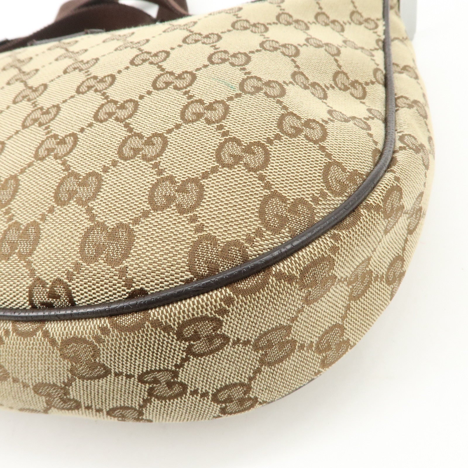 GUCCI GG Canvas Leather Shoulder Bag Beige Brown 122790