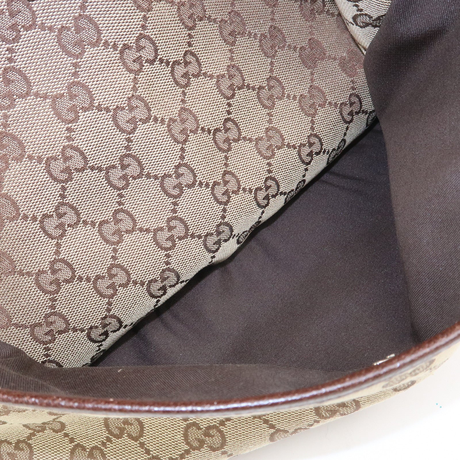 GUCCI Sherry GG Canvas Leather Tote Bag Shoulder Bag Brown 145758