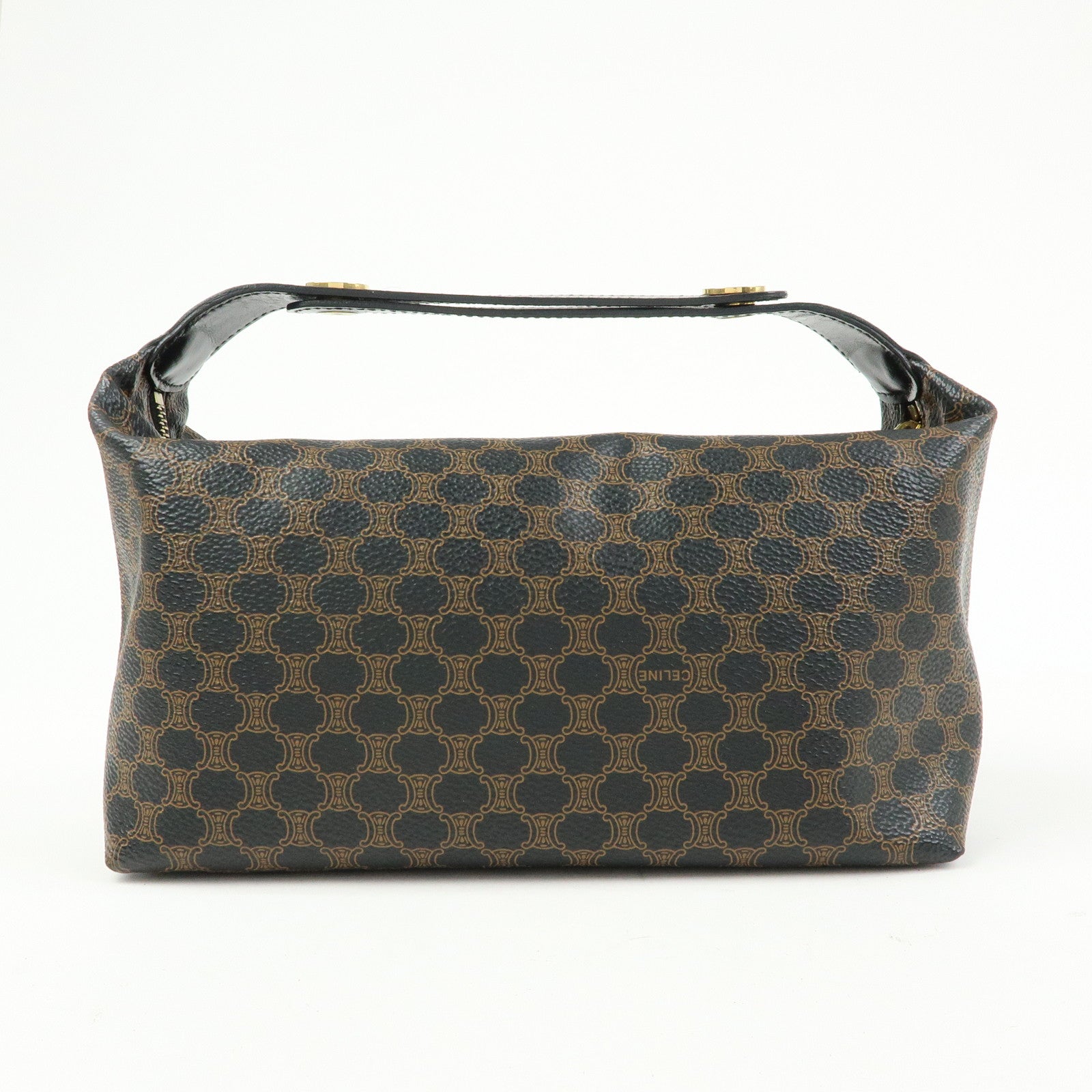 CELINE Macadam PVC Leather Mini Hand Bag Brown Black