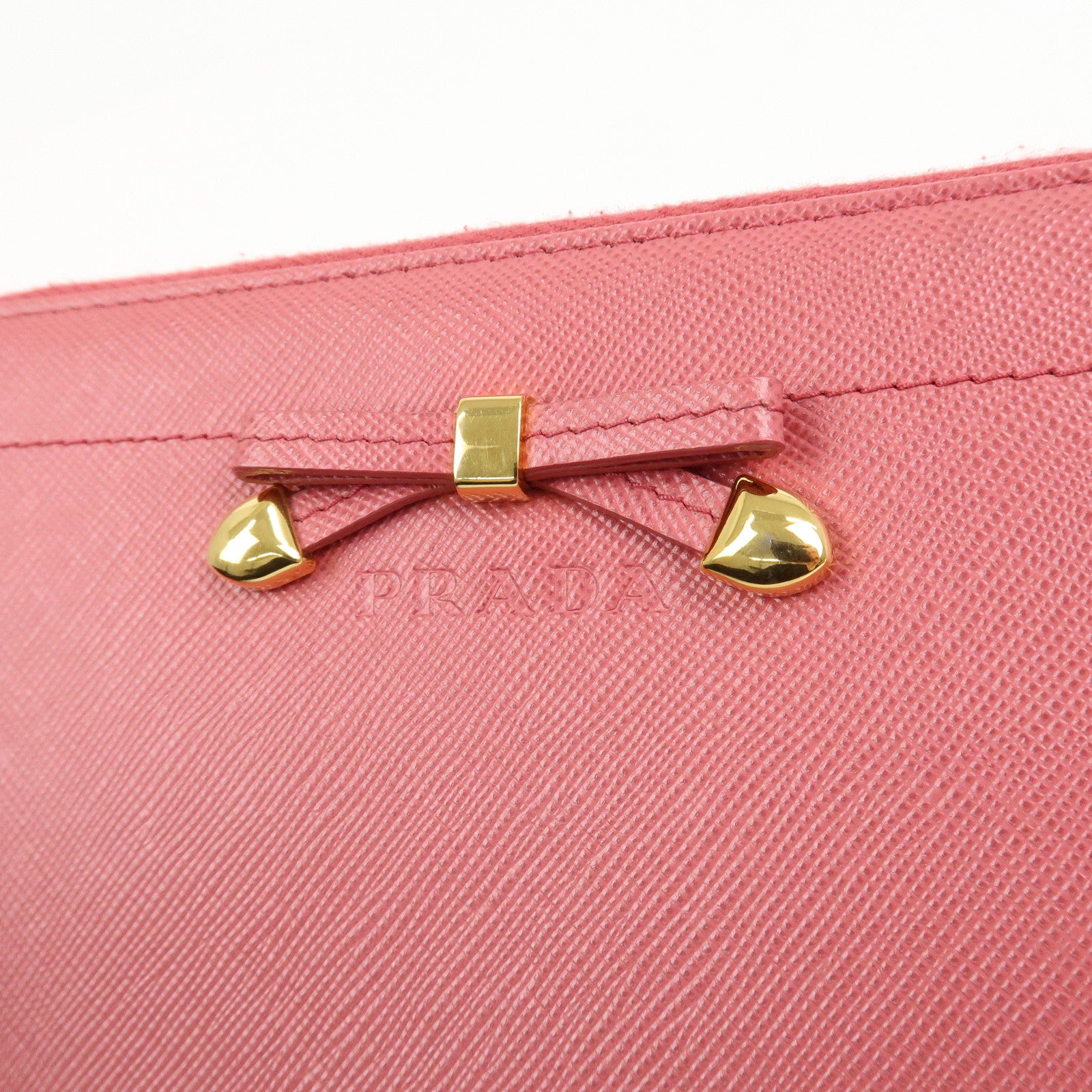 PRADA Logo Saffiano Leather Zippy Long Wallet Pink 1M0506