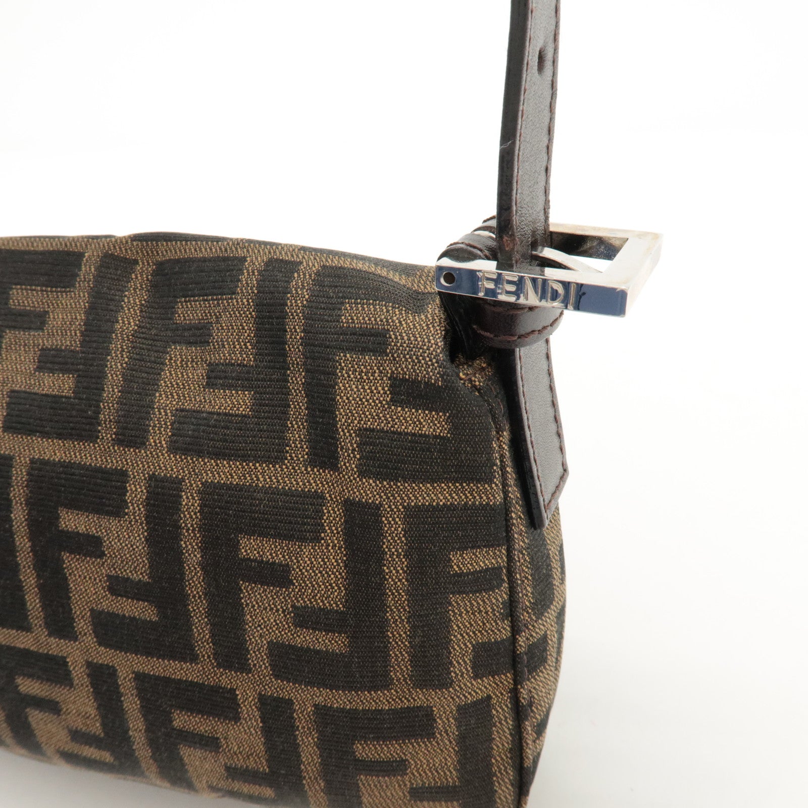 FENDI Mamma Baguette Zucca Canvas Leather Shoulder Bag 26424 Used