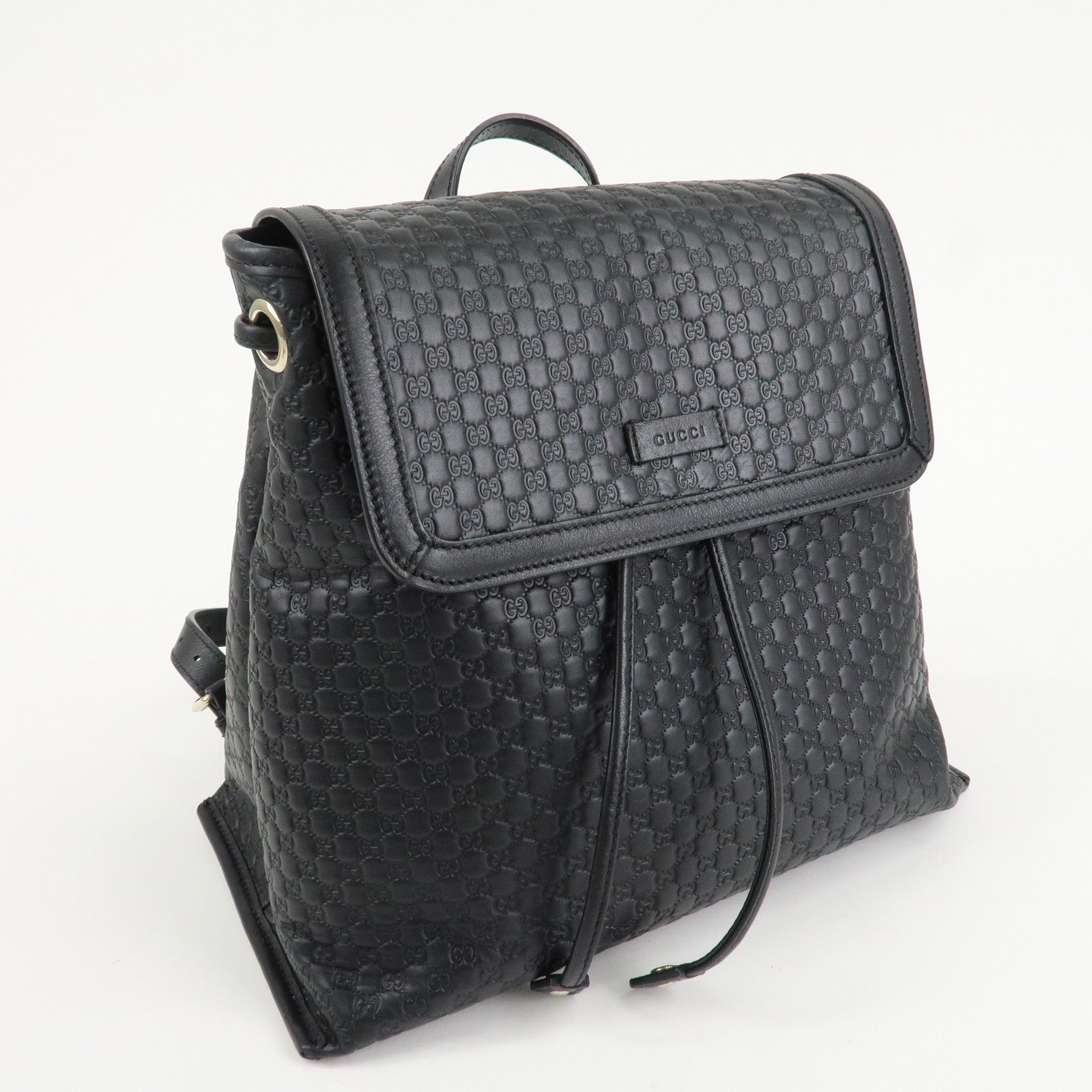 GUCCI Micro Guccissima Leather Backpack Rucksack Black 607993 Used