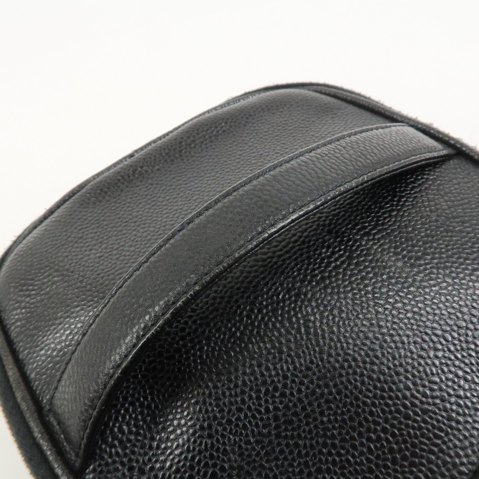 CHANEL Caviarskin COCO Mark Vanity Bag Hand Bag Black A01997