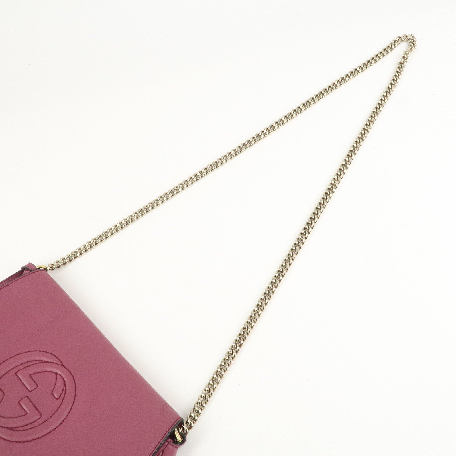 GUCCI SOHO Leather Chain Shoulder Bag Purse Purple 336752