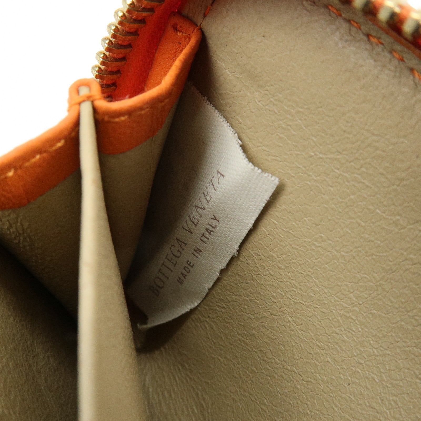 BOTTEGA VENETA Intrecciato Lamb Skin Coin Case Orange 114075