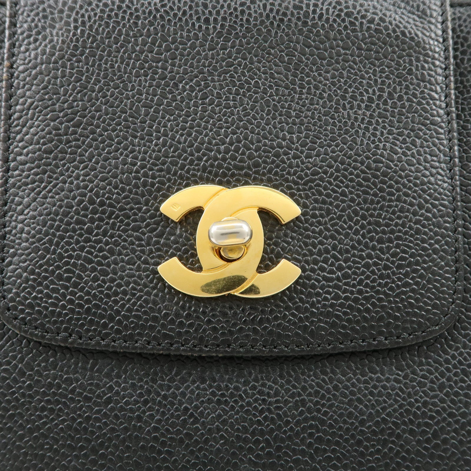 CHANEL Caviarskin Chain Tote Bag Shoulder Bag Black