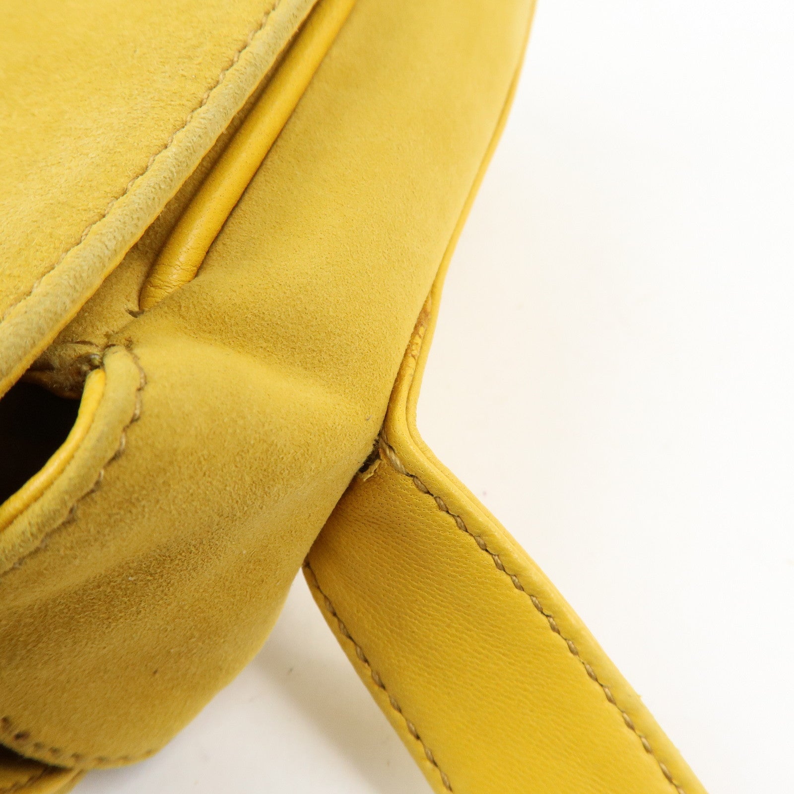 GUCCI Horsebit Suede Leather Shoulder Bag Yellow 007.3444