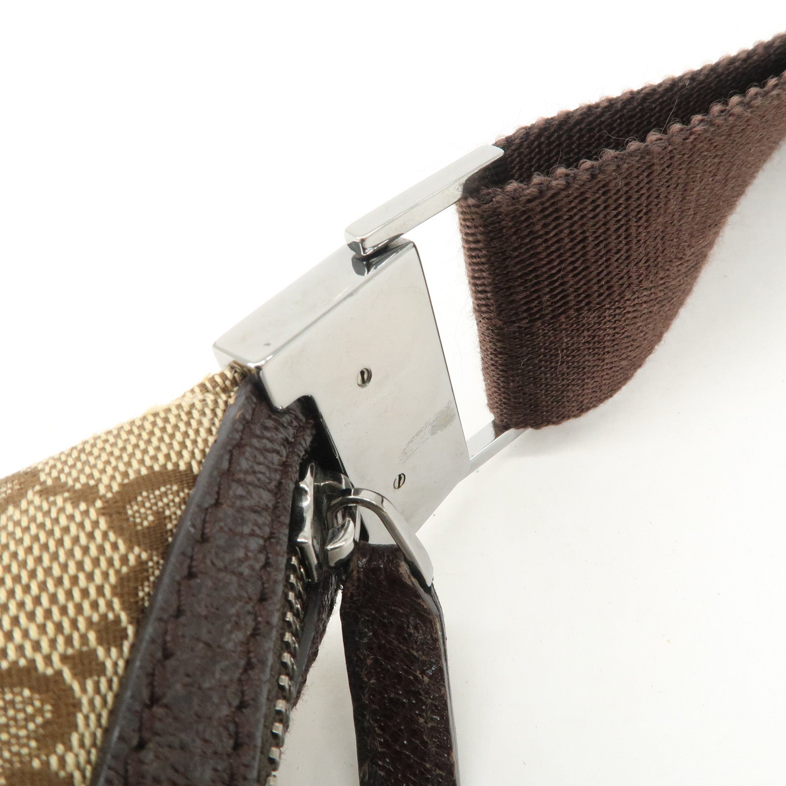 GUCCI GG Canvas Leather Shoulder Bag Beige Brown 122790