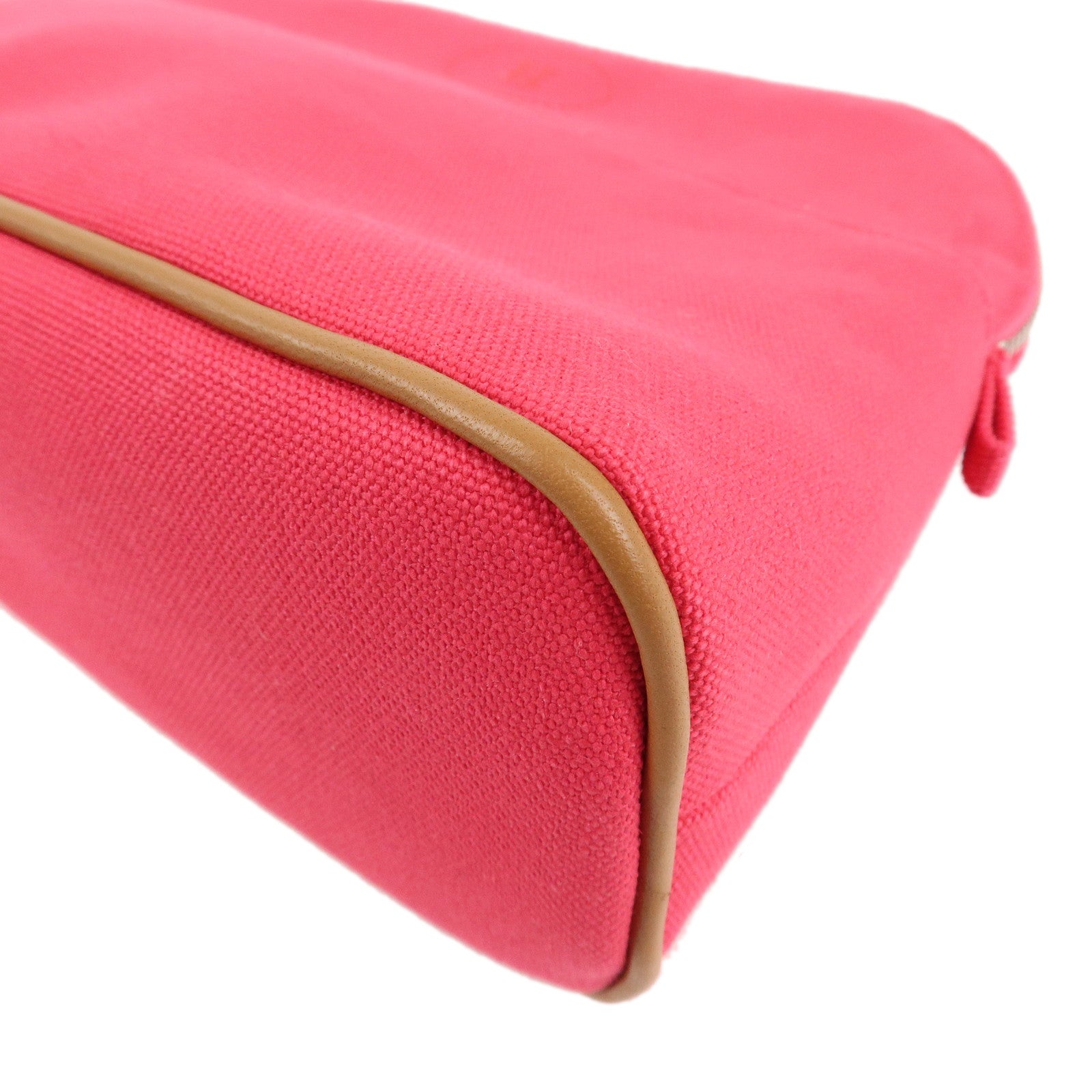 HERMES Canvas Leather Bolide Pouch MM Cosmetic Pouch Pink Used