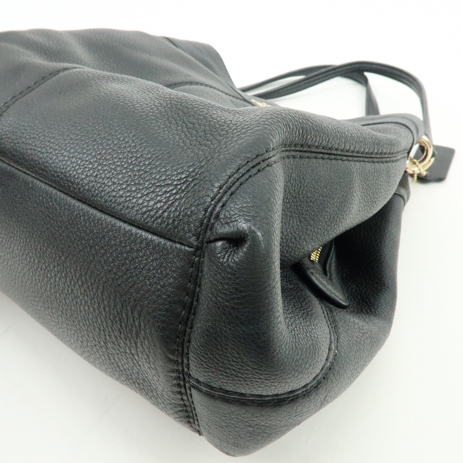 COACH Logo Leather Shoulder Bag Hand Bag Black