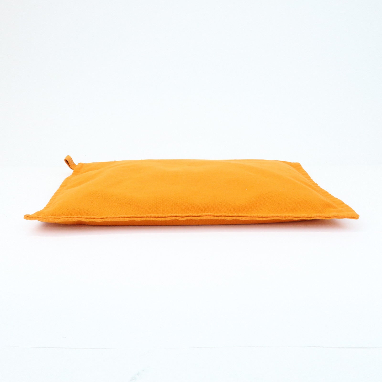 HERMES Cotton Leather Bora Bora GM Flat Pouch Fluorescent Orange