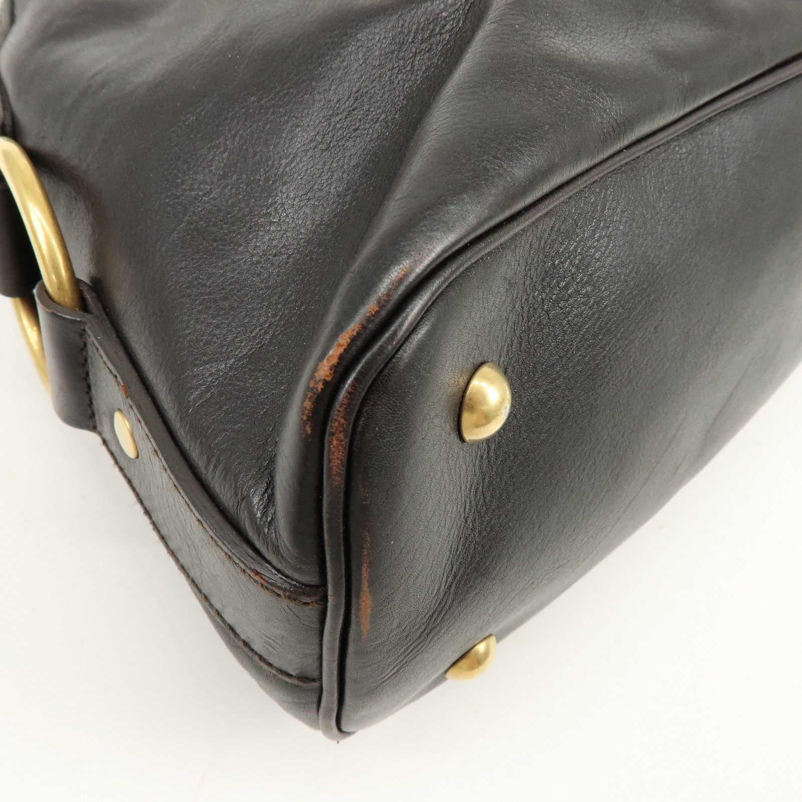 SAINT LAURENT PARIS Muse Leather Hand Bag Dark Brown 156465