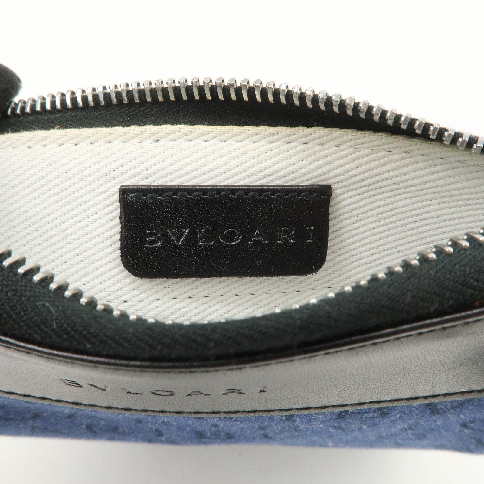 BVLGARI Logo Mania Denim Leather Shoulder Bag Crossbody Bag Blue
