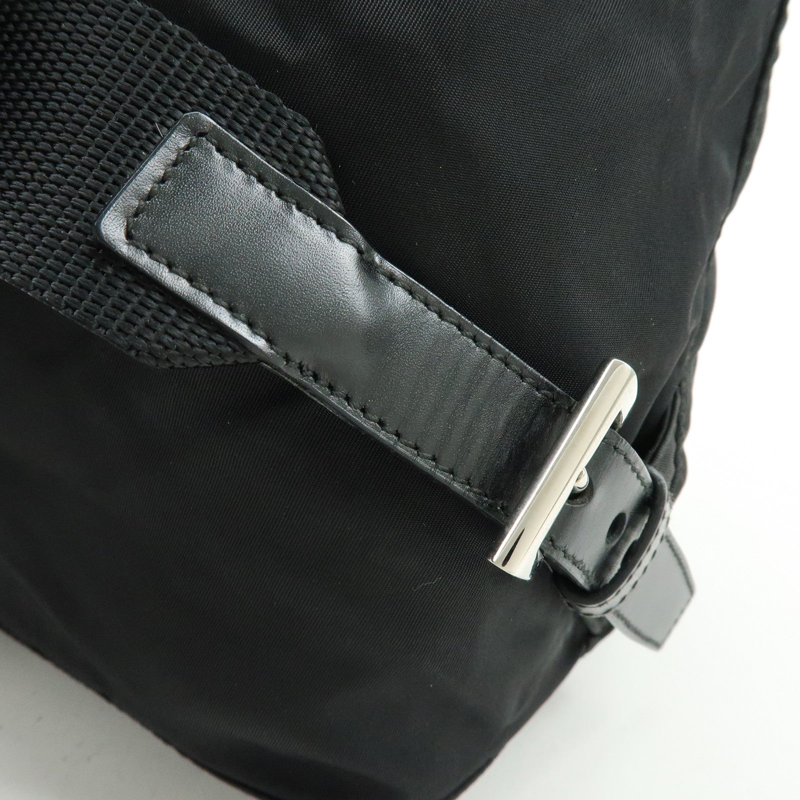 PRADA Triangle Logo Nylon Leather Backpack Rucksuck Black