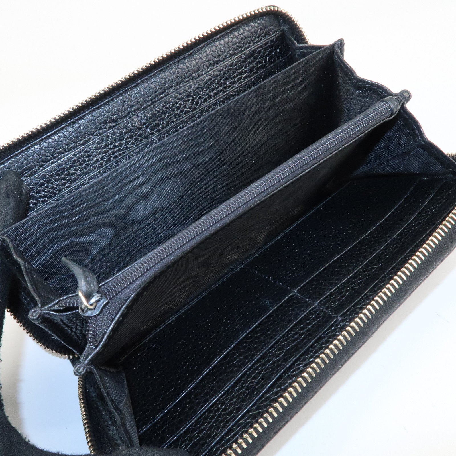 GUCCI SOHO Leather Zip Around Long Wallet Black Used