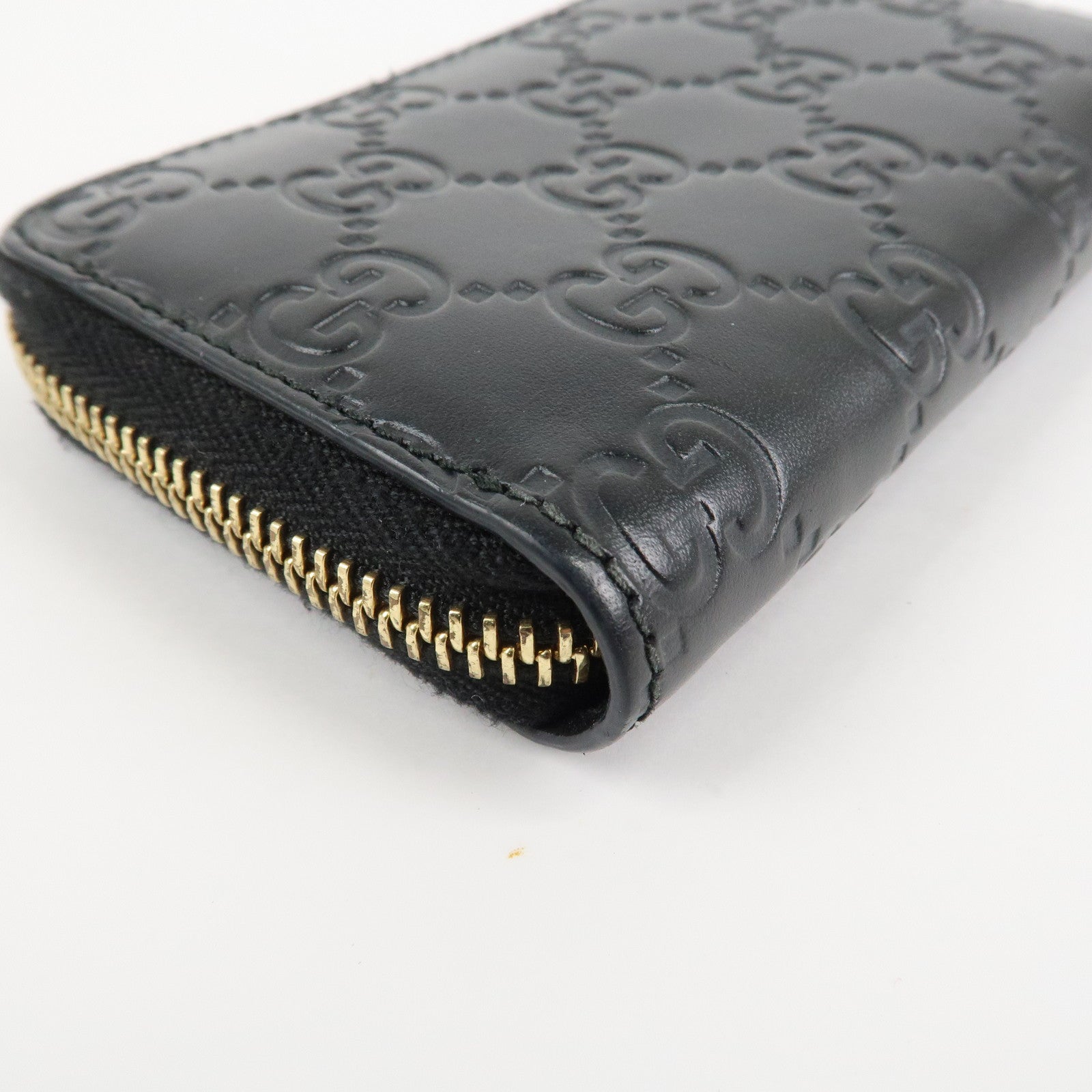 GUCCI Guccissima Leather Card Case Card Holder Black 447939 Used