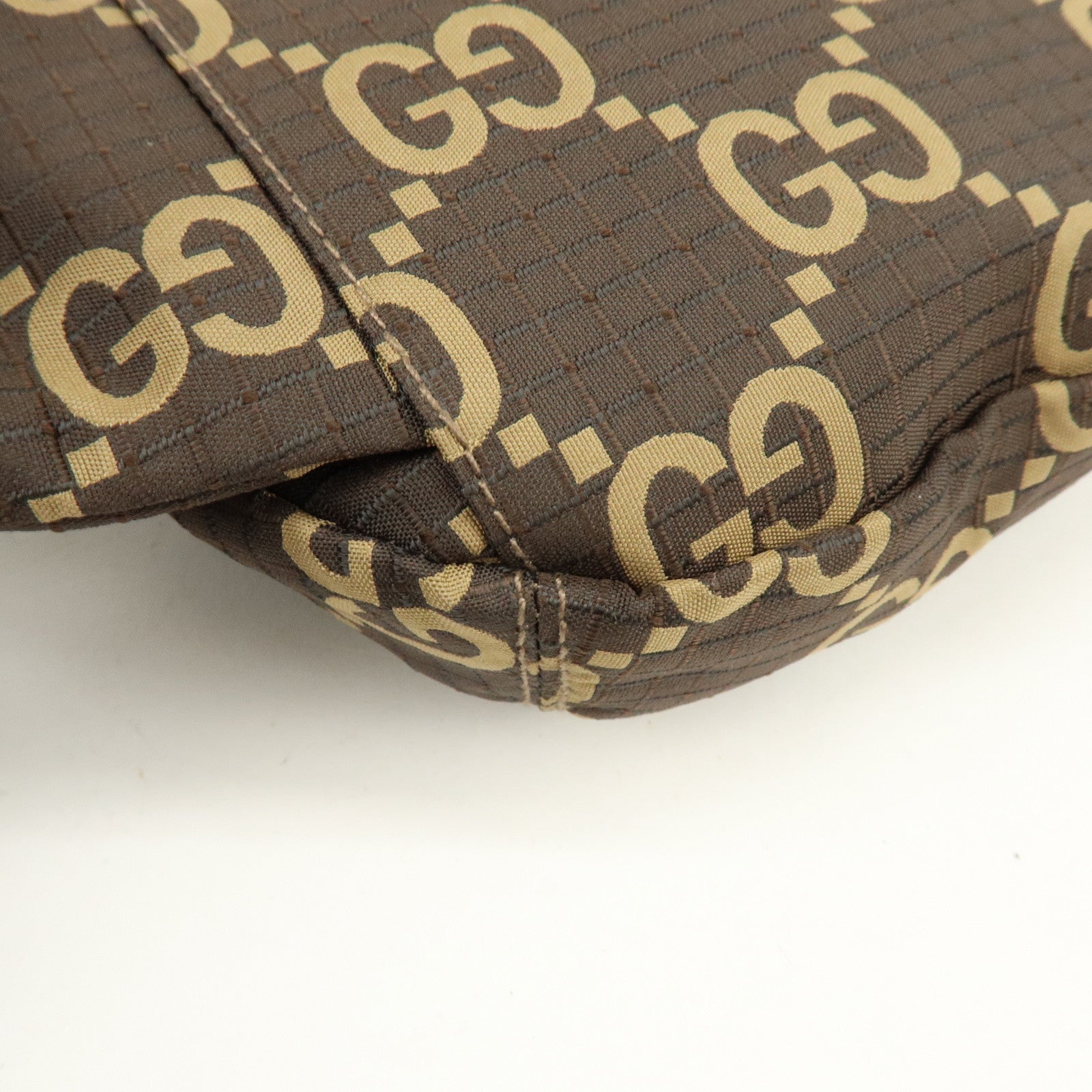 GUCCI GG Ripstop Leather Waist Pouch Body Bag Brown 767934