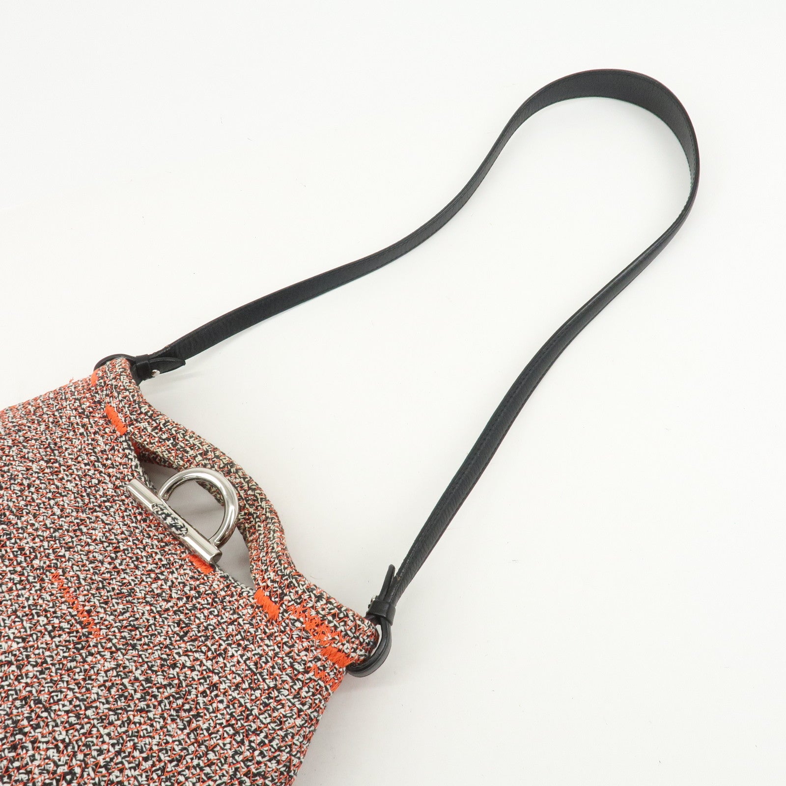 BALENCIAGA Zigzagger Canvas Leather 2Way Hand Bag Orange Black