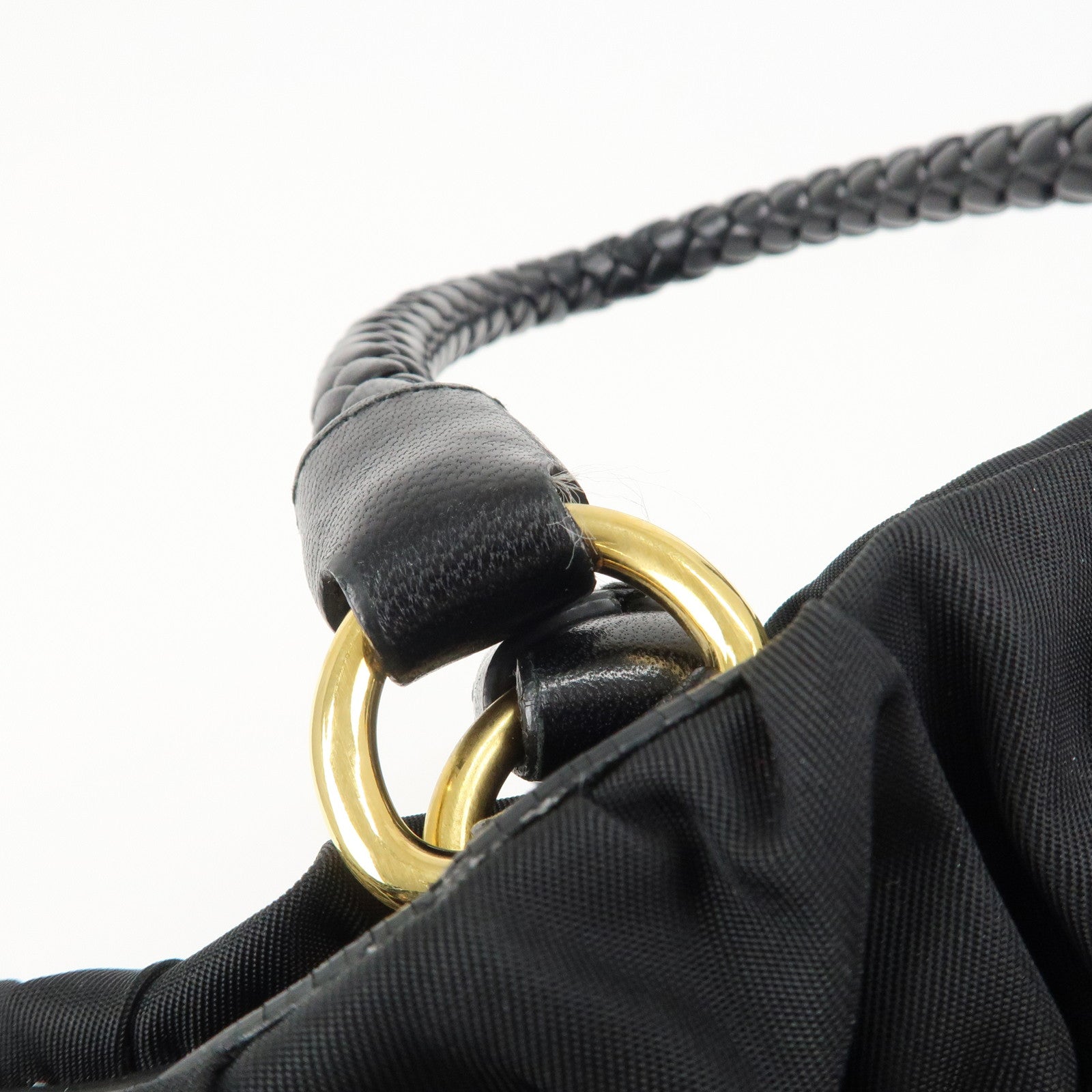 PRADA Logo Nylon Leather 2Way Bag Shoulder Bag Hand Bag Black BN1970 Used