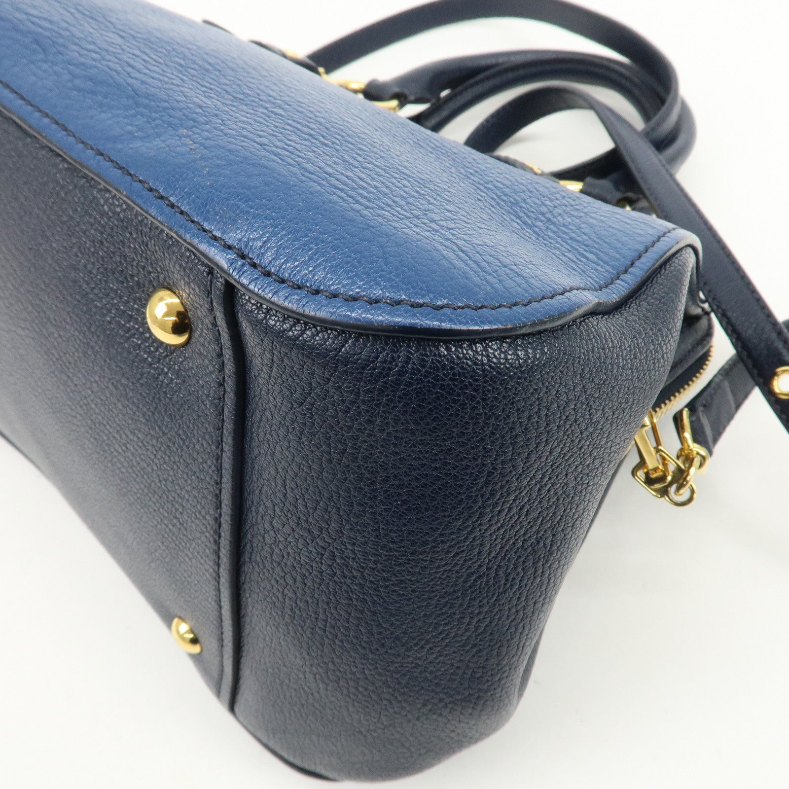 MIU MIU MADRAS 2Way Bag Hand Bag Shoulder Bag Blue RL0058