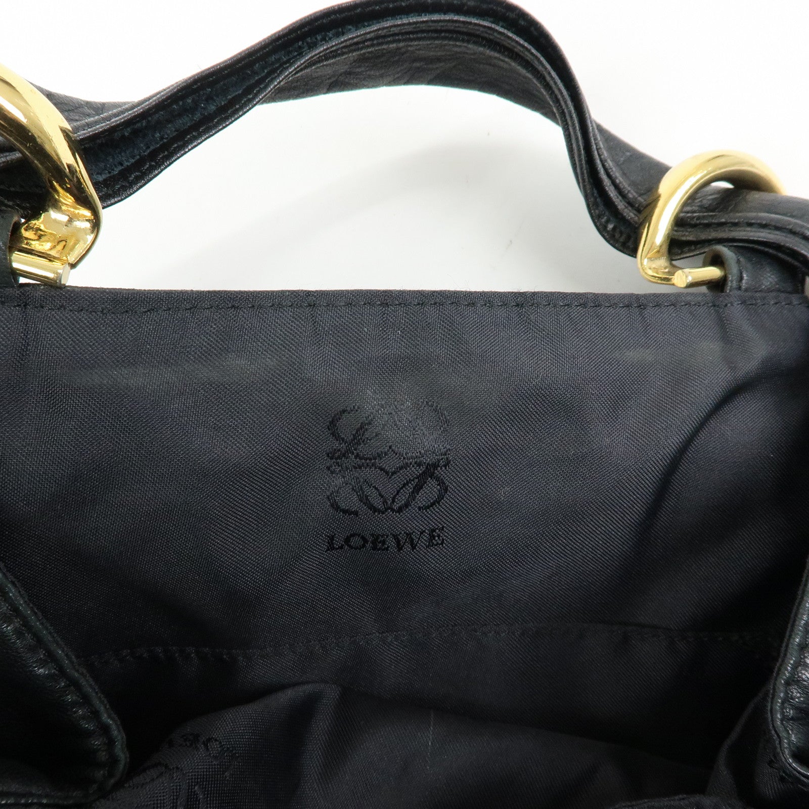 LOEWE Anagram Nappa Leather Hand Bag Shoulder Bag Black