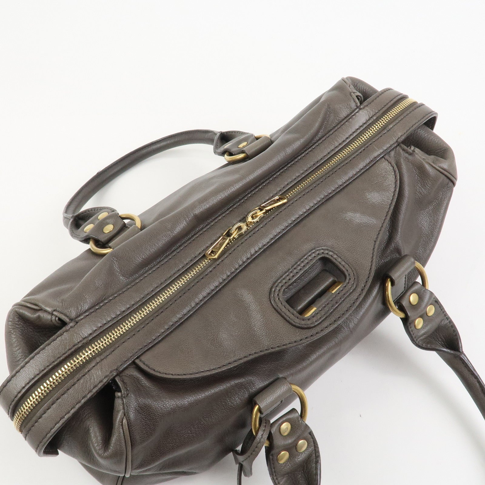 SAINT LAURENT PARIS Muse Leather Shoulder Bag Hand Bag Gray 168269