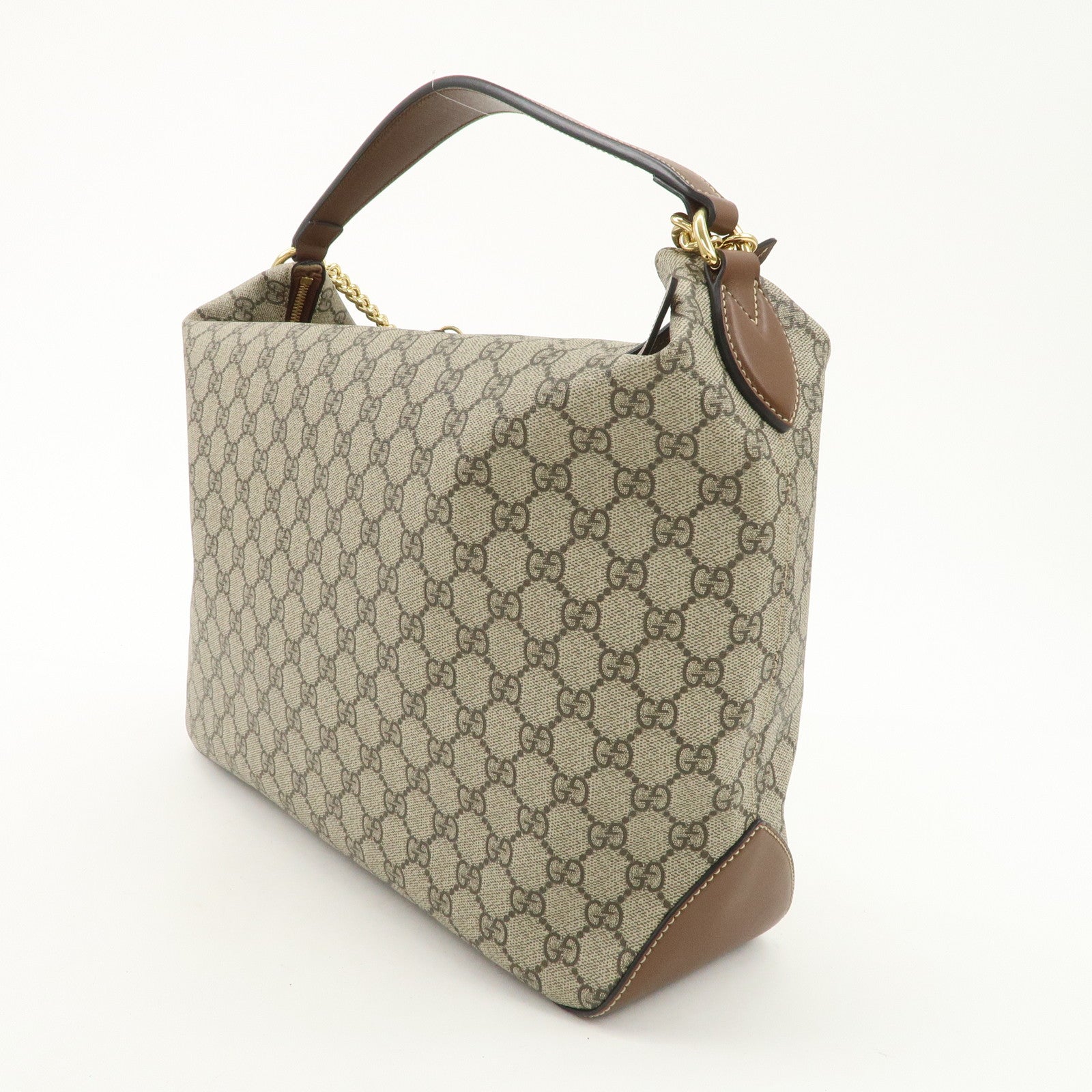 GUCCI GG Supreme Leather 2WAY Bag Shoulder Bag Beige Brown 477324 Used