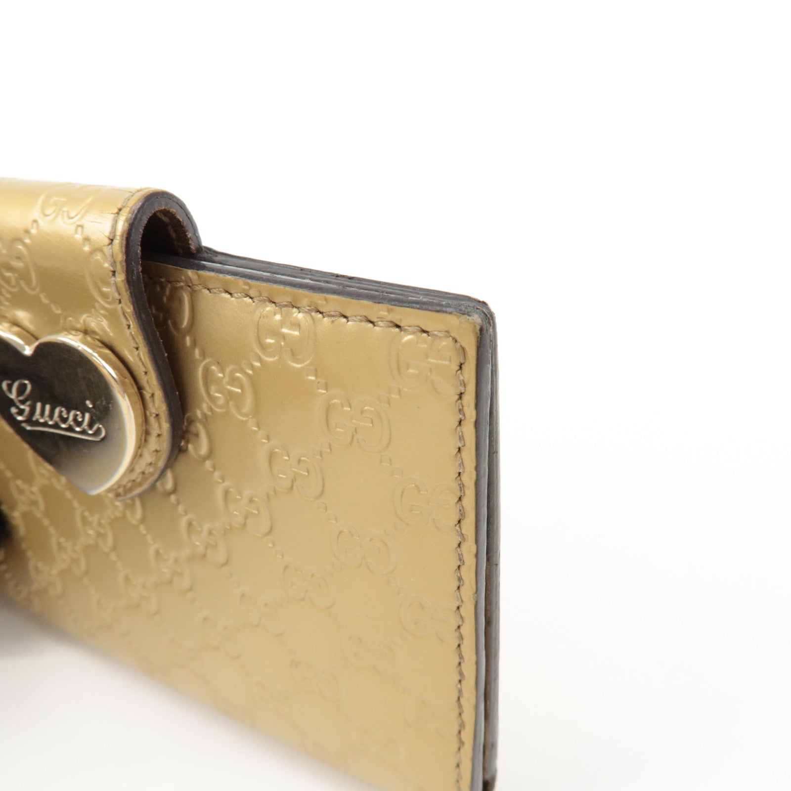 GUCCI Micro Guccissima Leather Card Case Gold 224261 Used