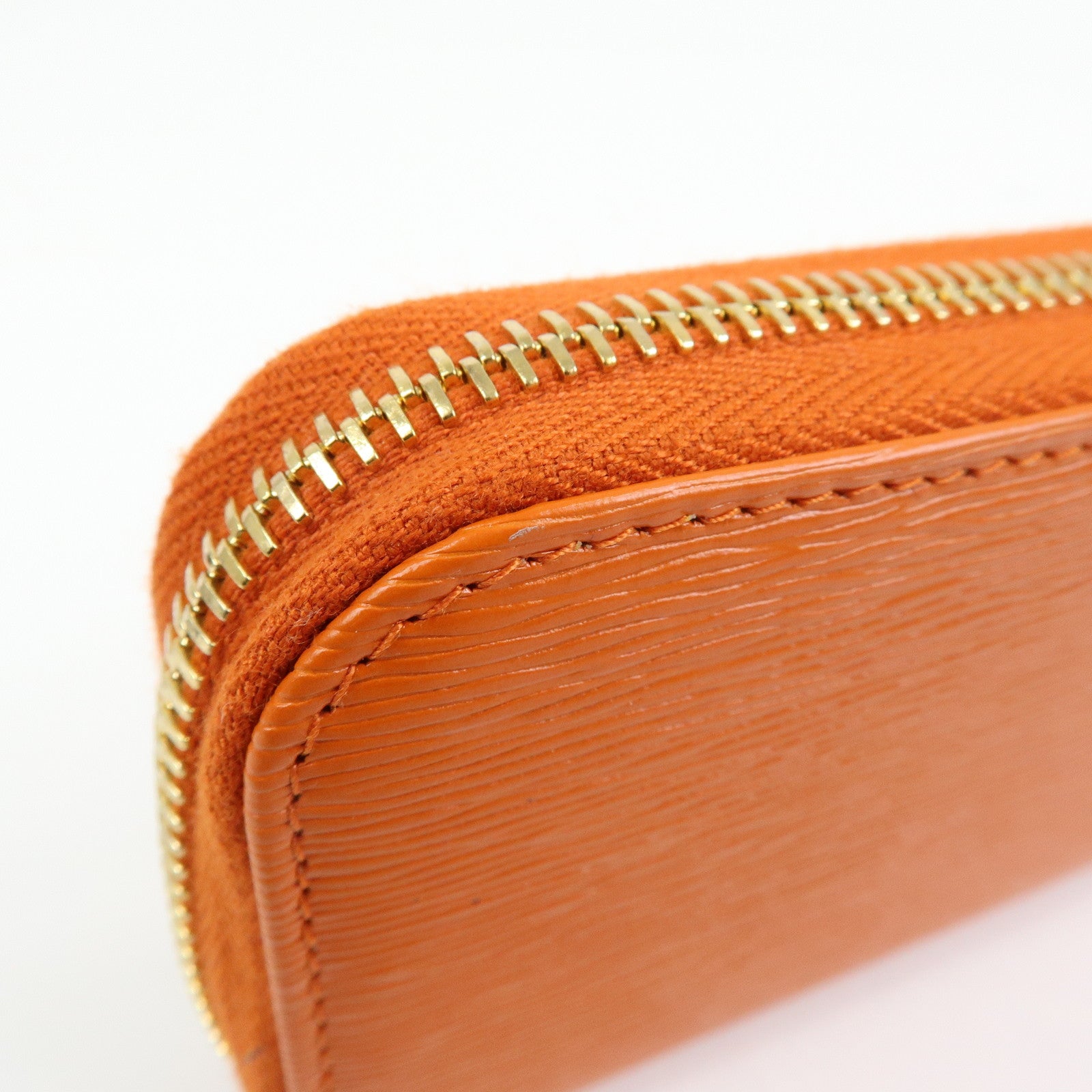 PRADA Saffiano Leather Round Zippy 6 Rings Key Case Orange 1PG604