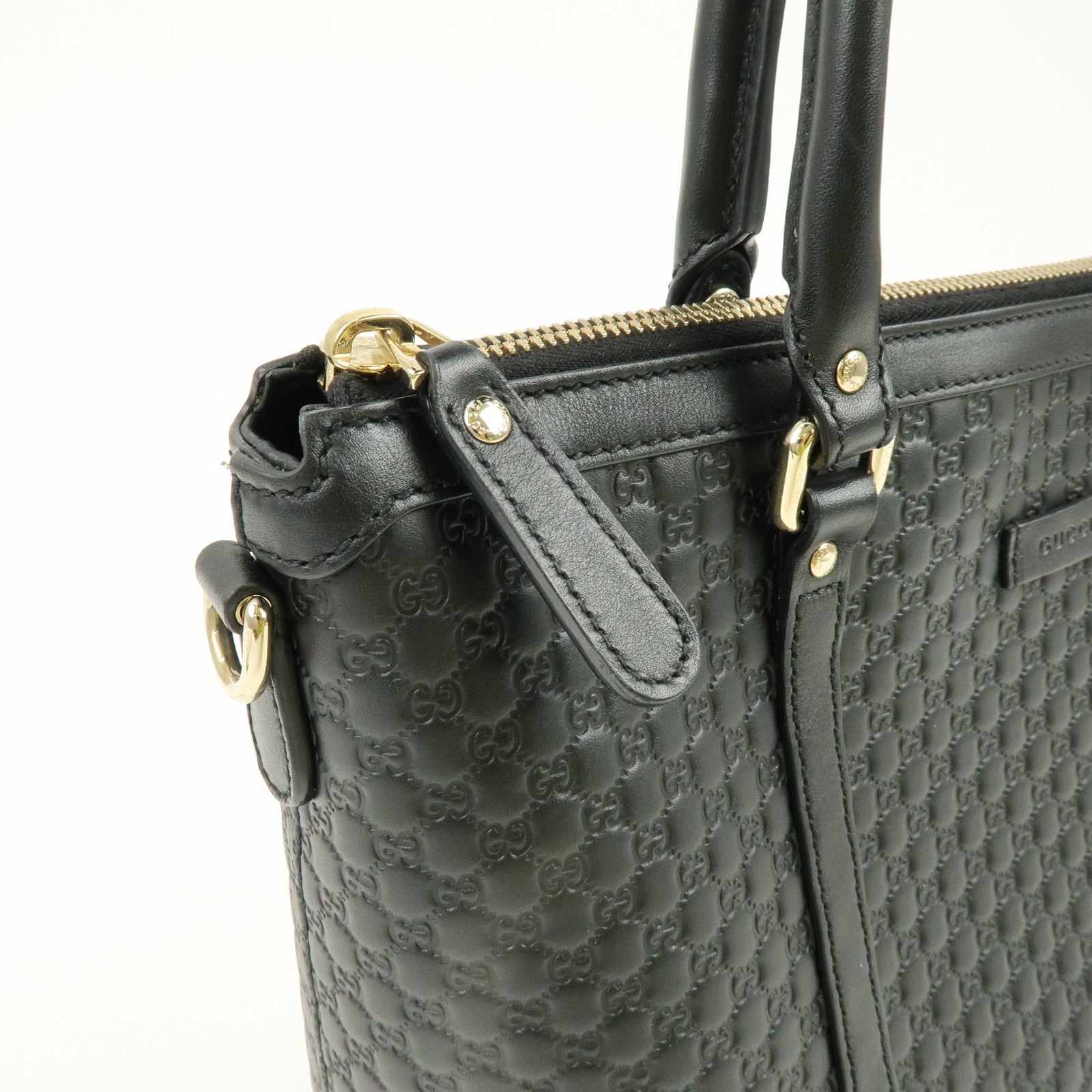 GUCCI Micro Guccissima Leather 2Way Bag Hand Bag Shoulder Bag Black