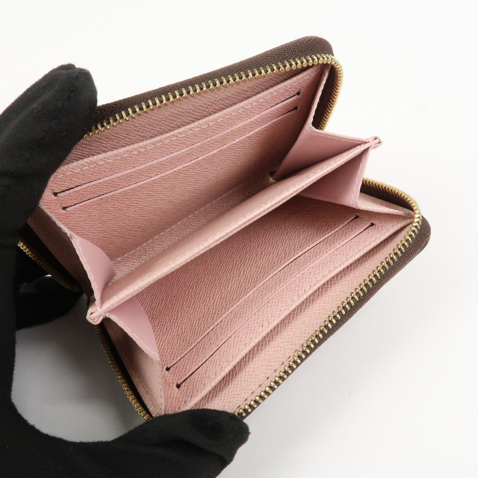 Louis Vuitton Damier Canvas Zippy Round Coin Case Coin Pourse Brown N60213