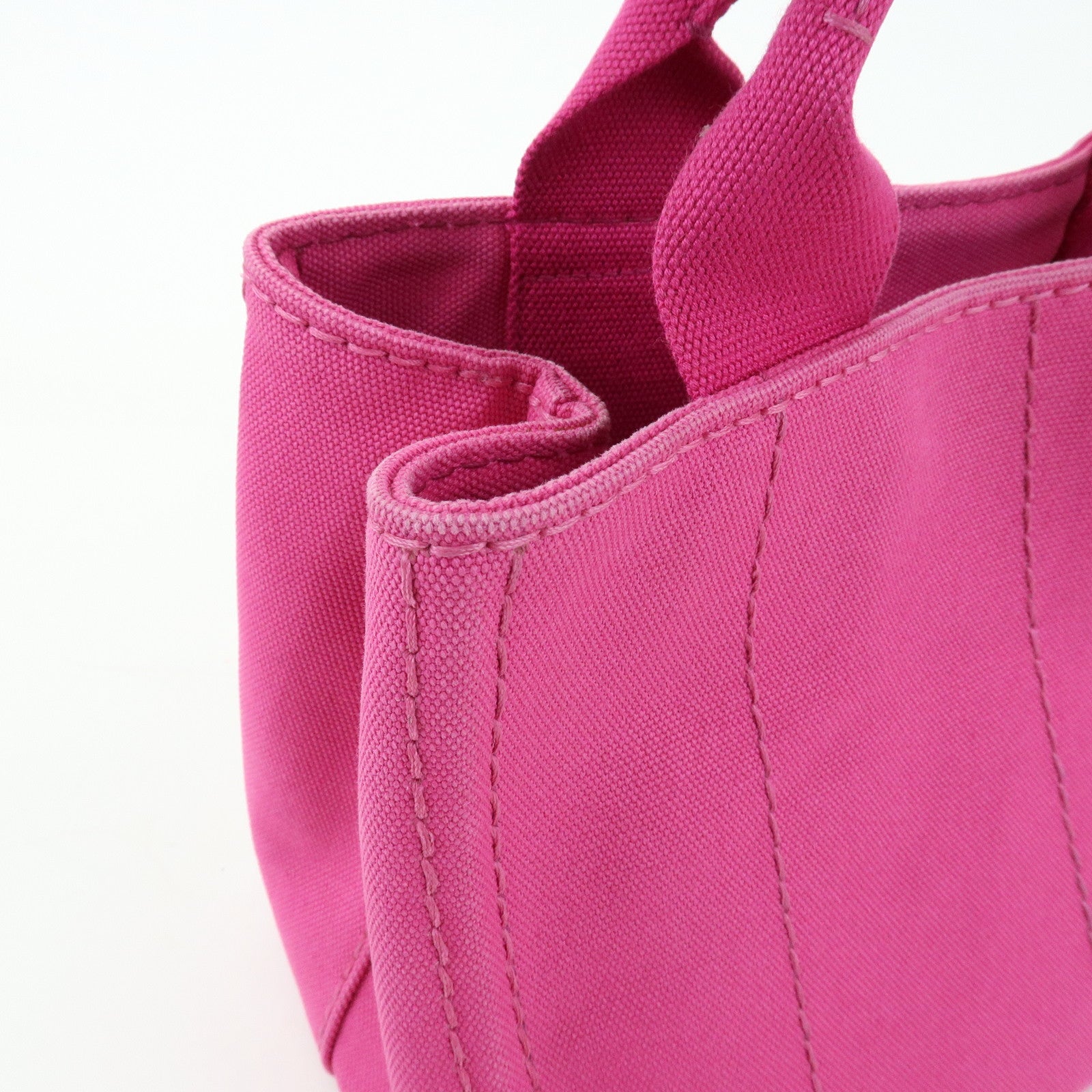 PRADA Triangle Logo Canapa Mini Canvas Tote Hand Bag Pink BN2439