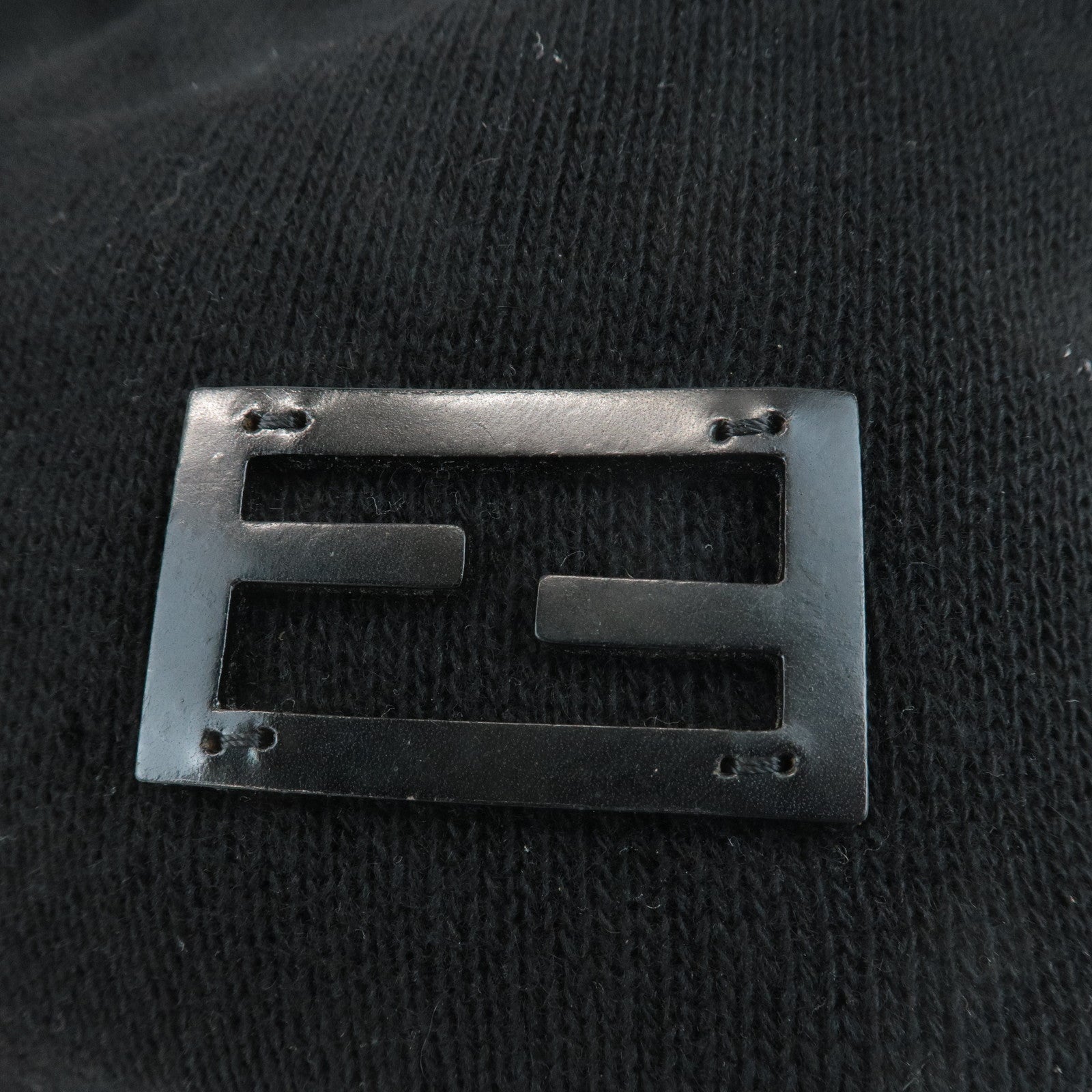 FENDI Wool Leather Tote Bag Shoulder Bag Black 26633 Used