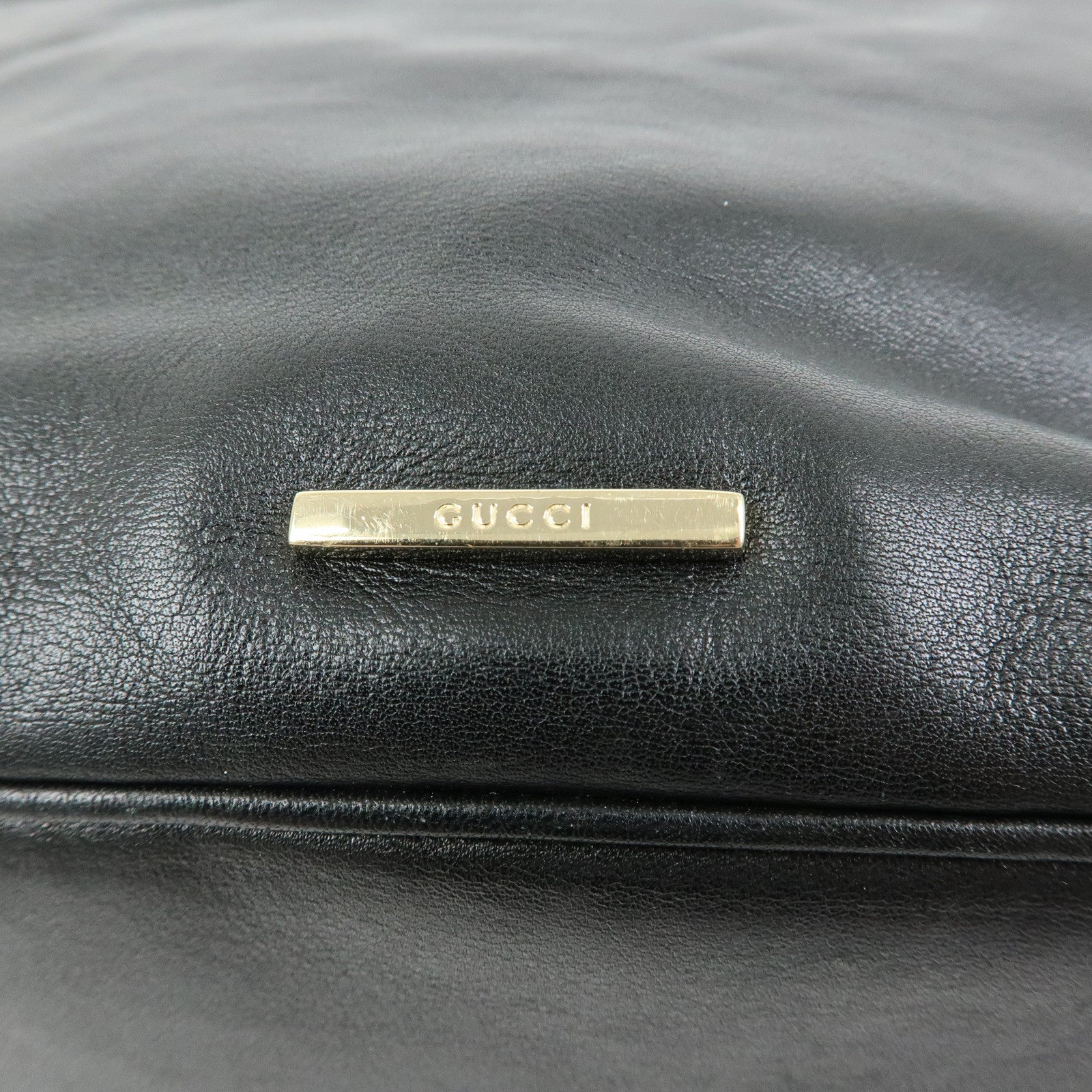 GUCCI Leather Shoulder Bag Hand Bag Black 73885