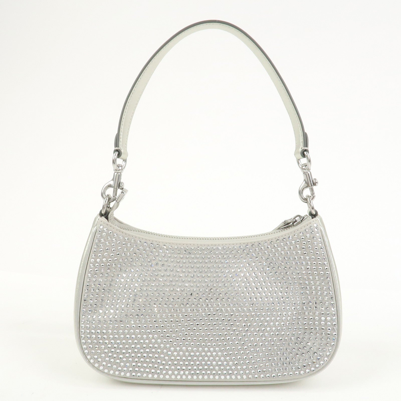 COACH Teri 2Way Leather Shoulder Bag Hand Bag Rhinestone Silver