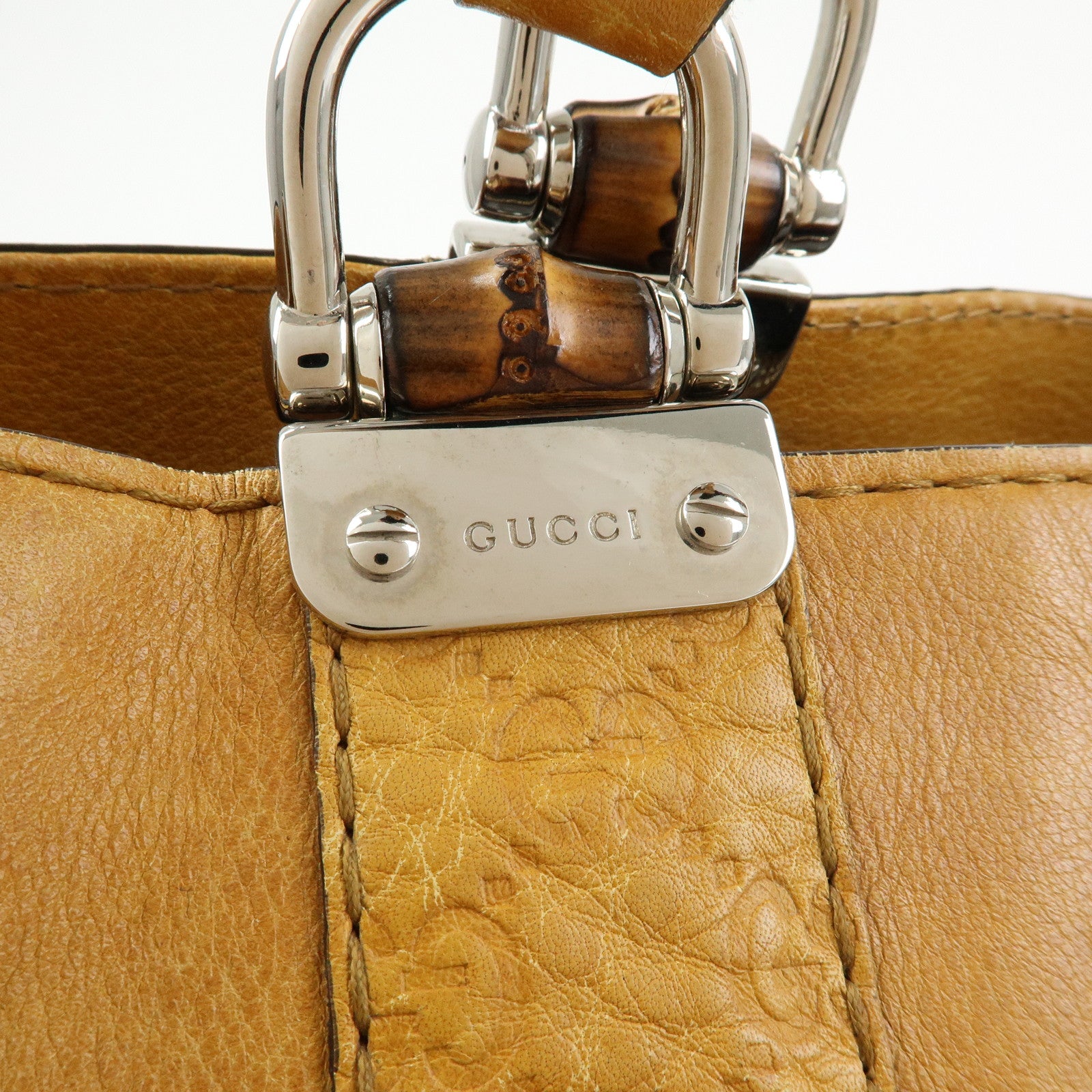 GUCCI Bamboo Bar Guccissima Leather Tote Bag Mustard 232947