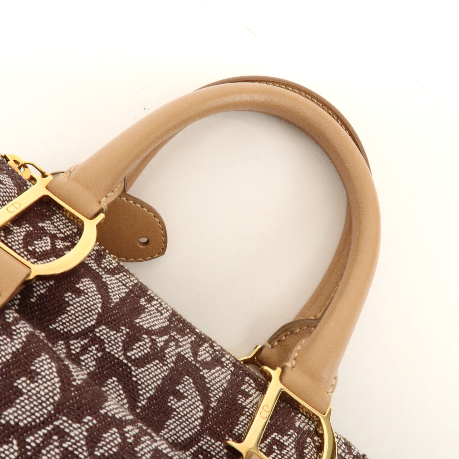 Christian Dior Trotter Jacquard Canvas Leather Mini Boston Hand Bag