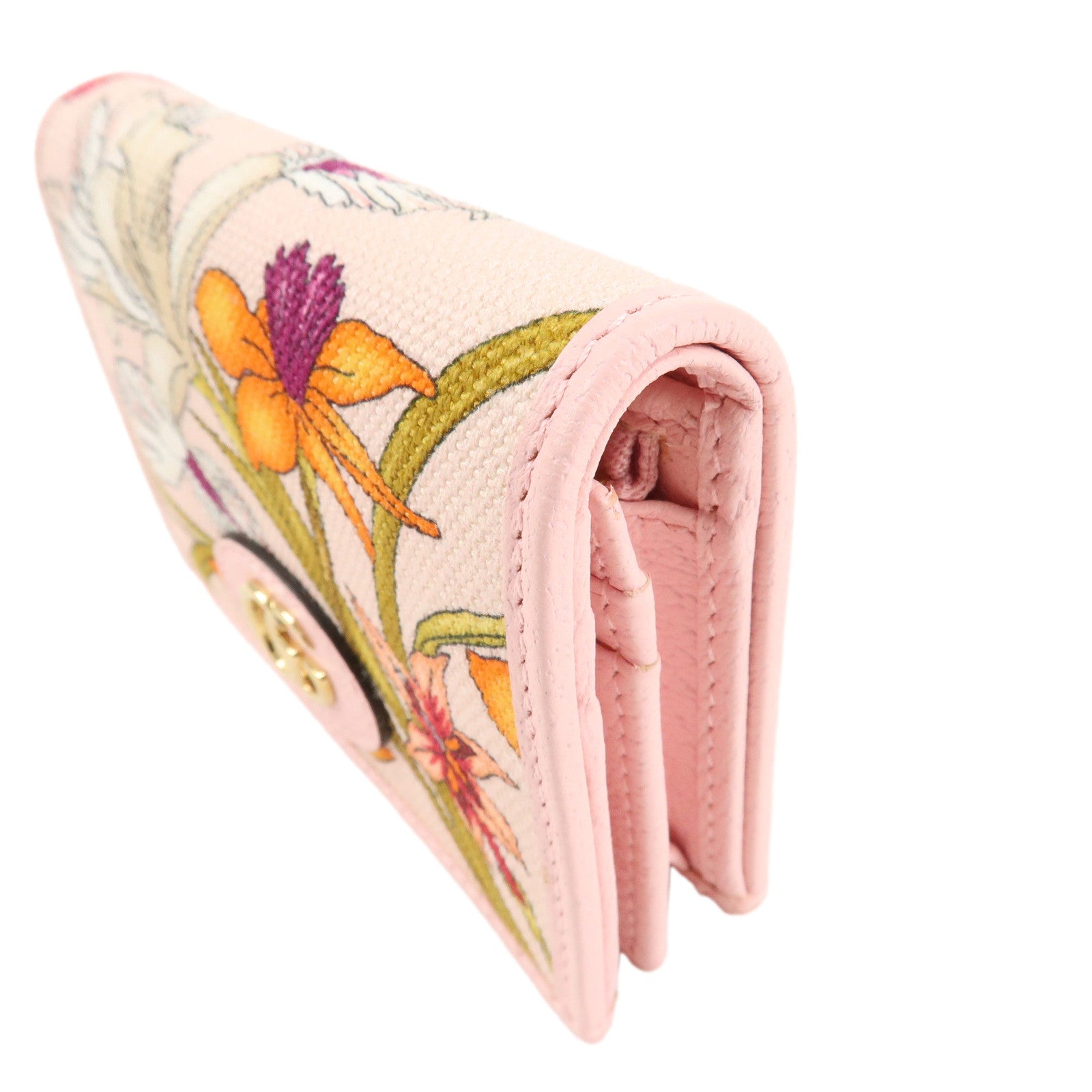 GUCCI GG Marmont Canvas Leather Japan Limited Flora Compact Wallet 577347 Used