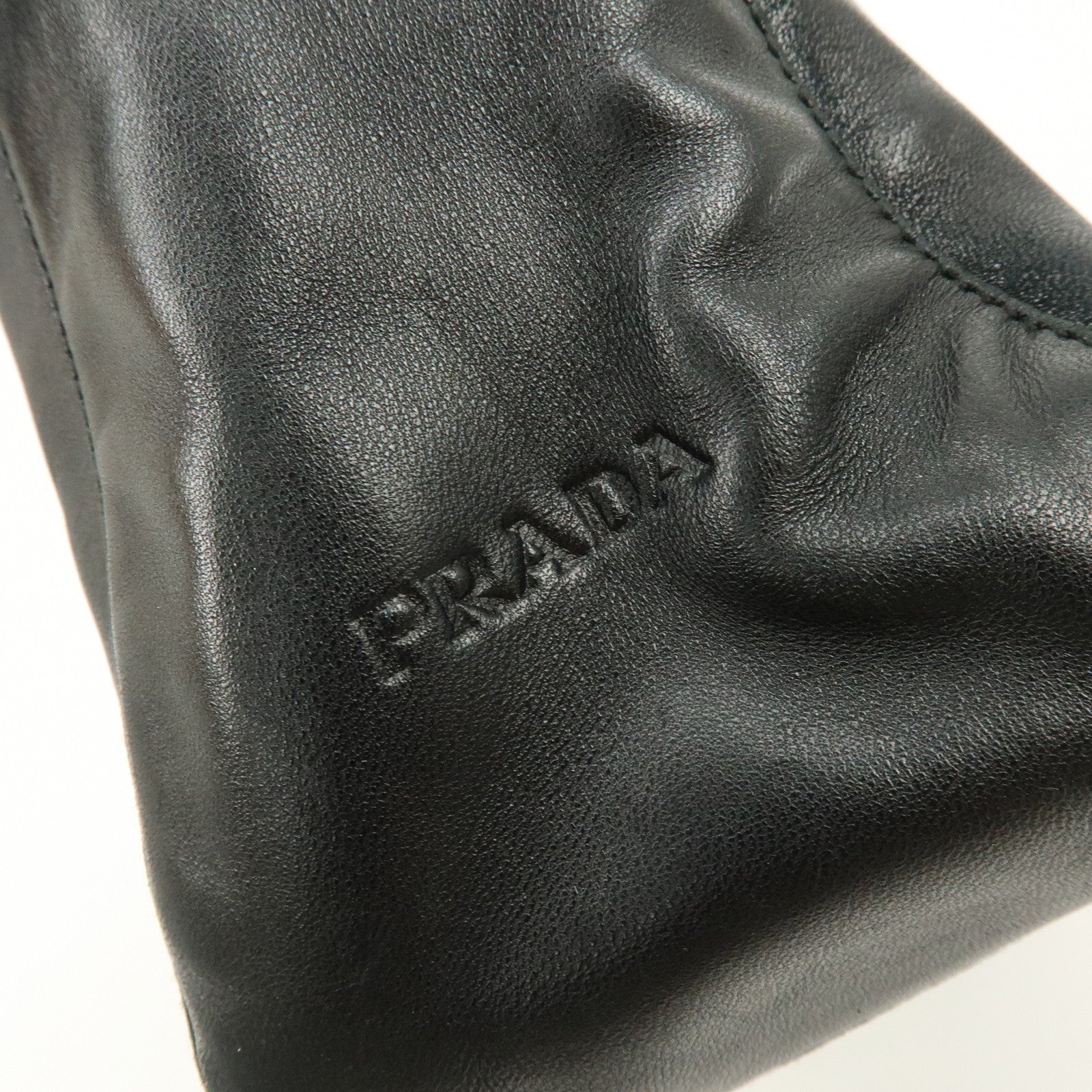 PRADA Leather Plastic Hobo Shoulder Bag Hand Bag Black