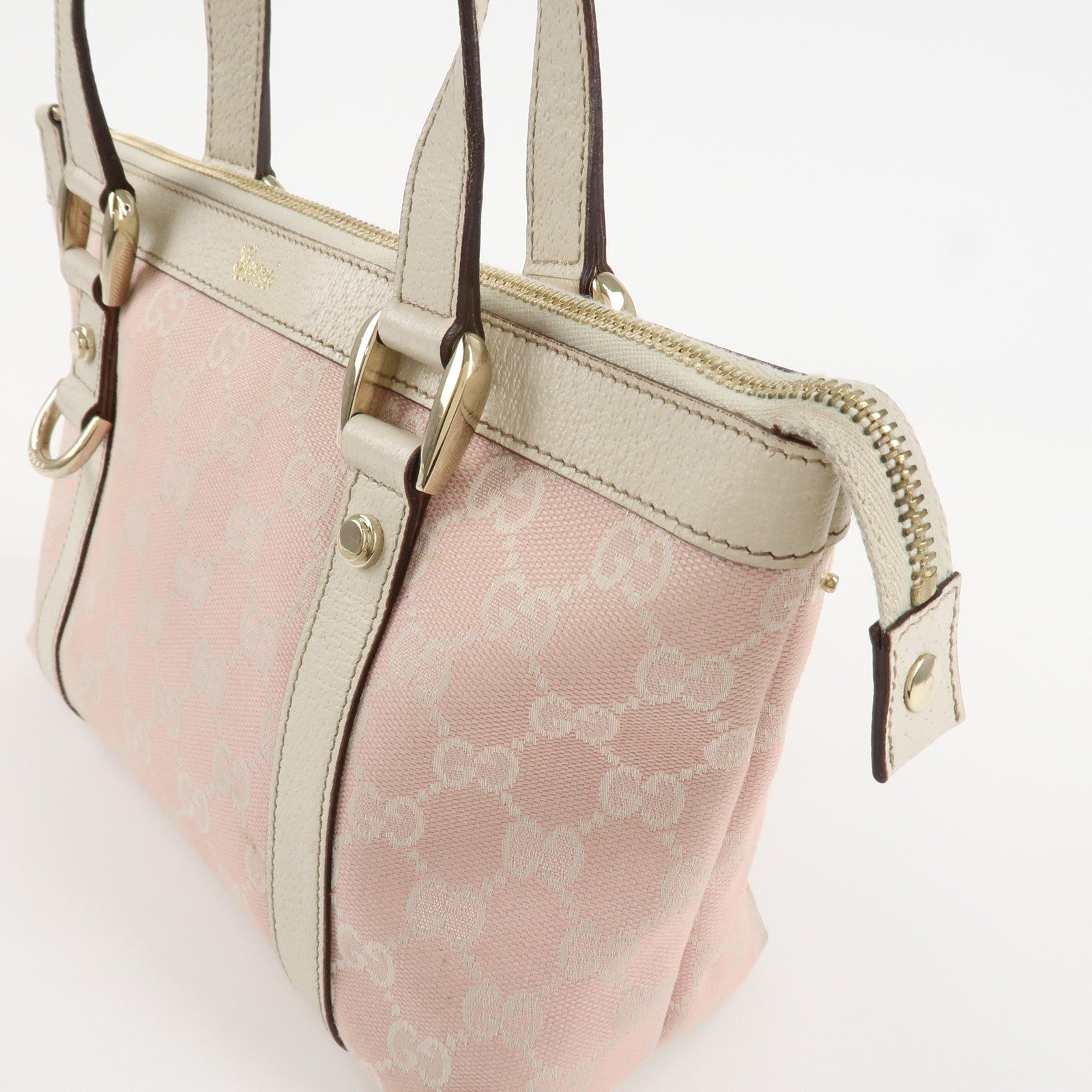 GUCCI Abbey GG Canvas Leather Mini Tote Bag Hand Bag Pink Used