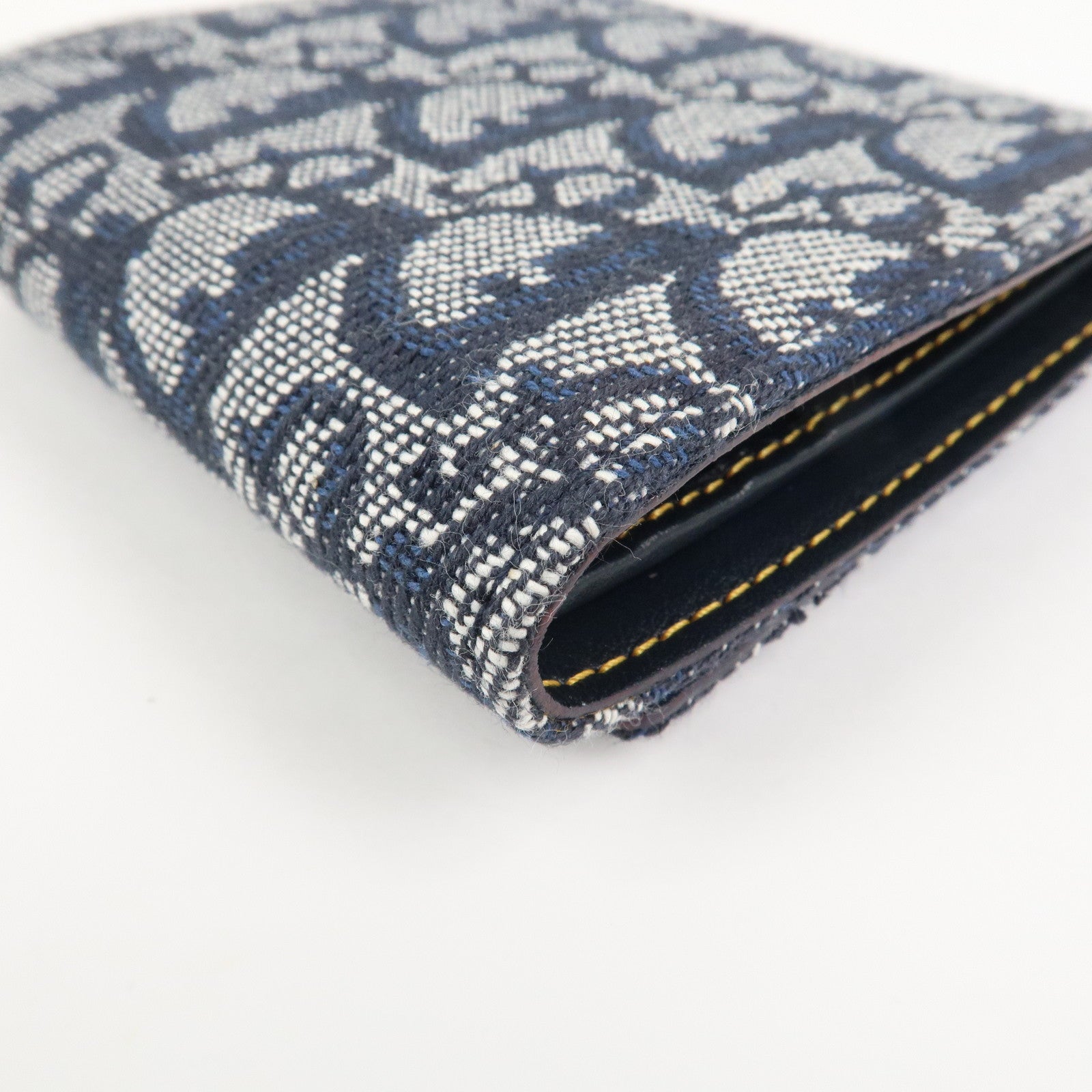 Christian Dior Trotter Canvas Leather Tri-fold Wallet Navy