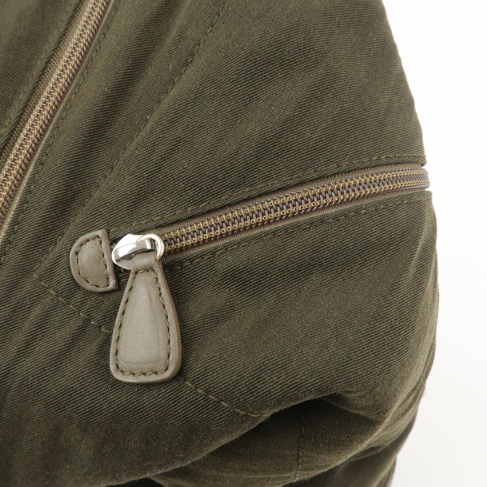 LOEWE Anagram Canvas Leather Backpack Rucksuck Khaki Brown