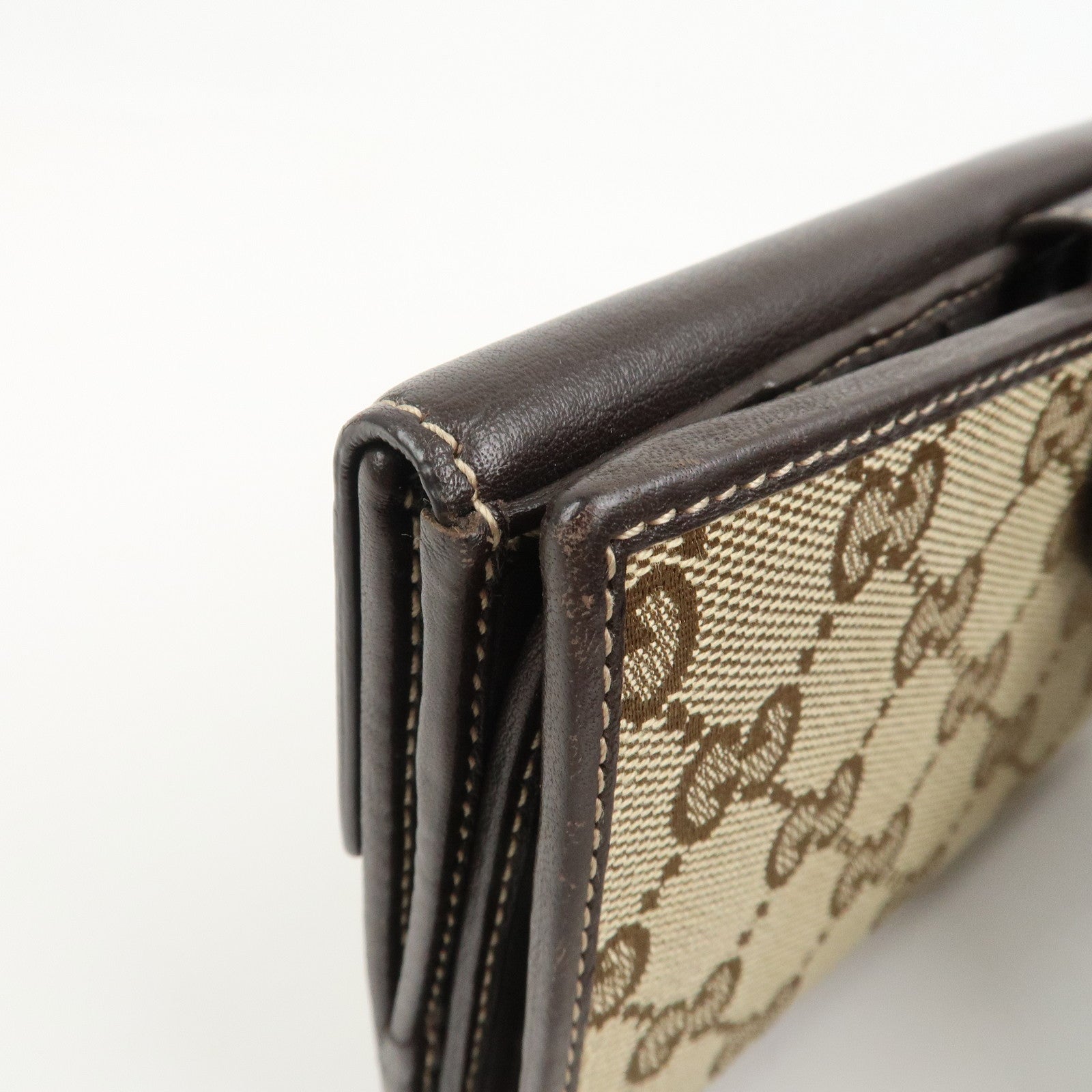GUCCI Lovely Heart GG Canvas Leather Bi-fold Long Wallet 203550