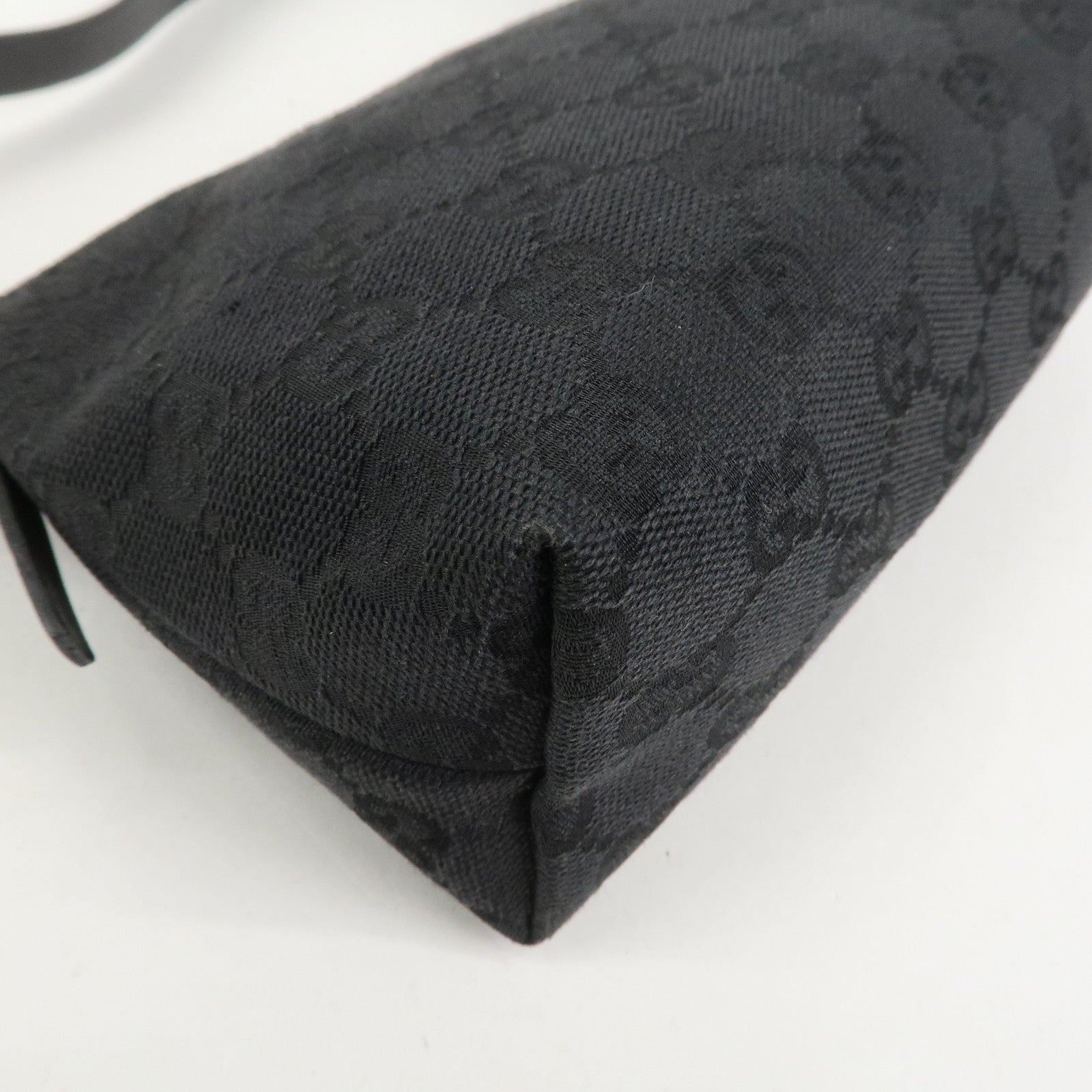 GUCCI GG Canvas Leather Shoulder Bag Hand Bag Pouch Black 103399
