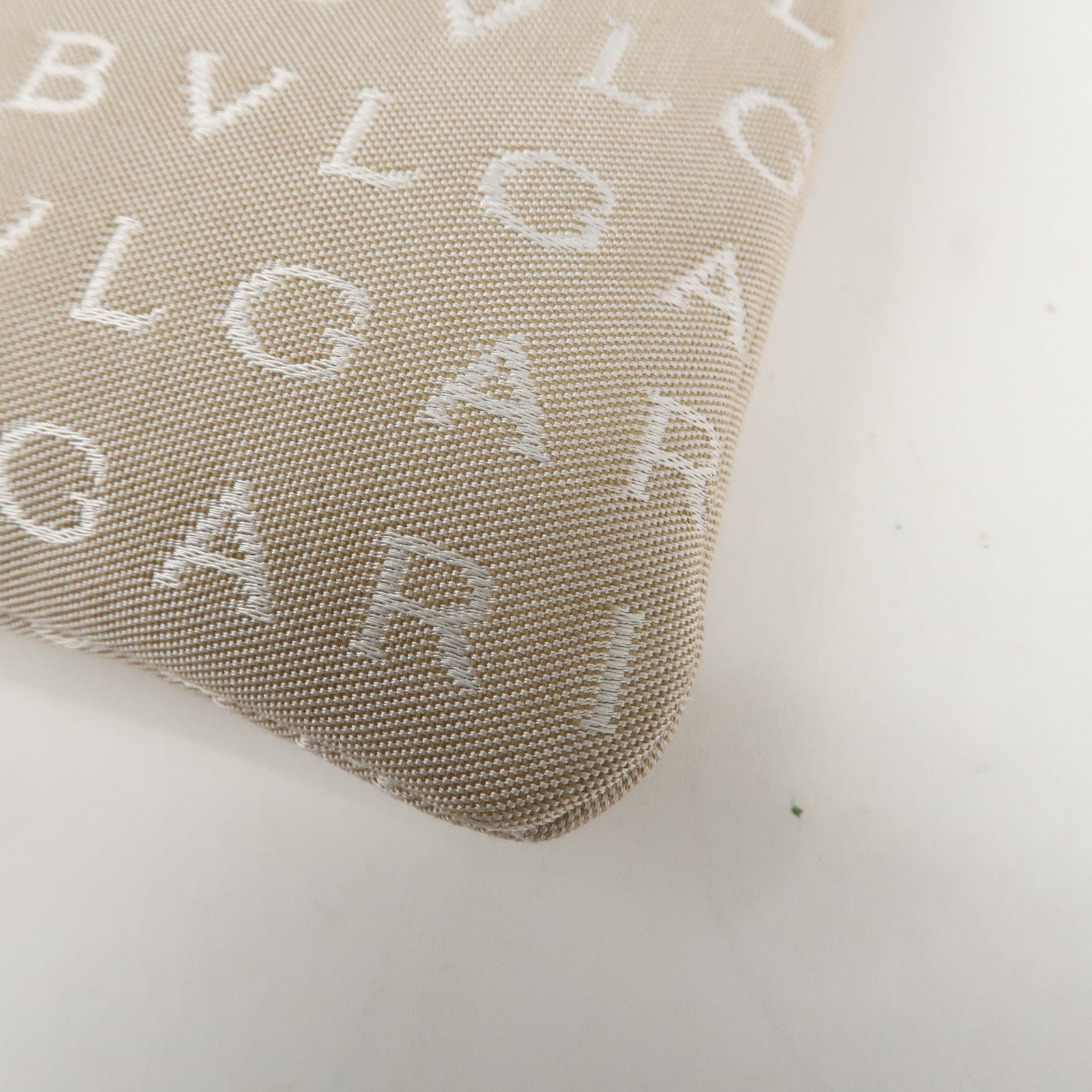 BVLGARI Logo Mania Leather Canvas Shoulder Bag Beige Brown