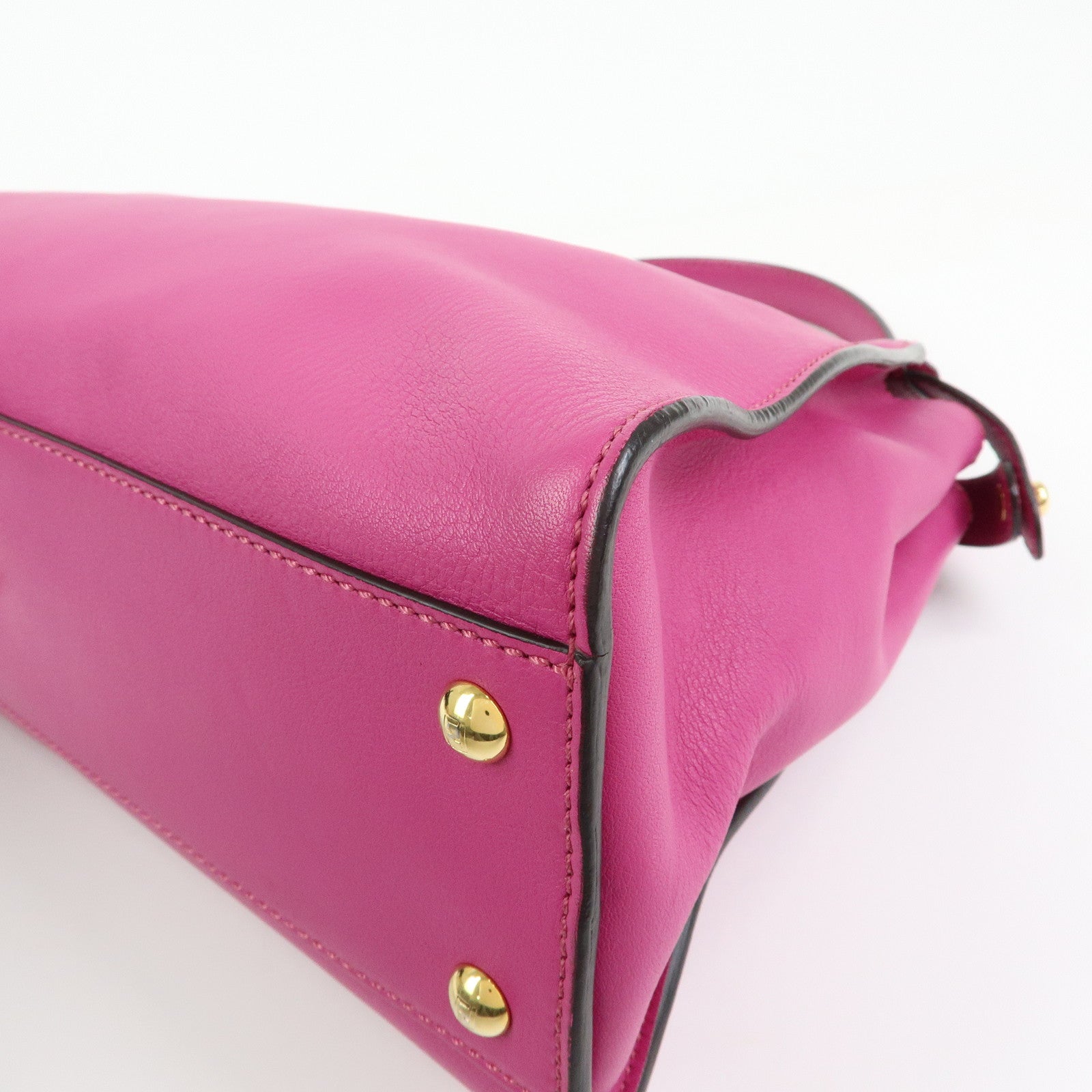 FENDI Peekaboo Leather 2Way Bag Hand Bag Shoulder Bag Pink 8BN290
