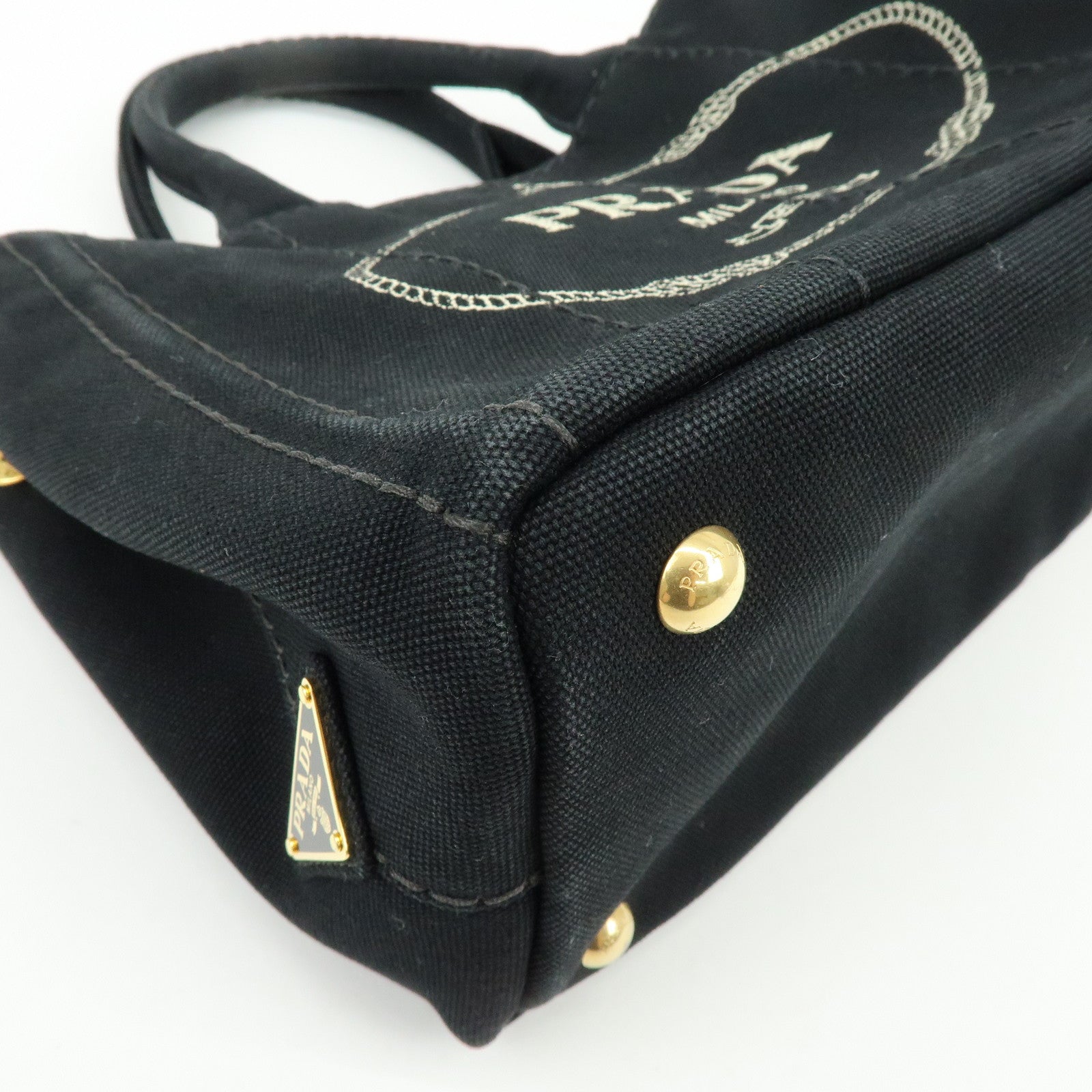 PRADA Triangle Logo Canapa Mini Canvas 2Way Bag Hand Bag 1BG439
