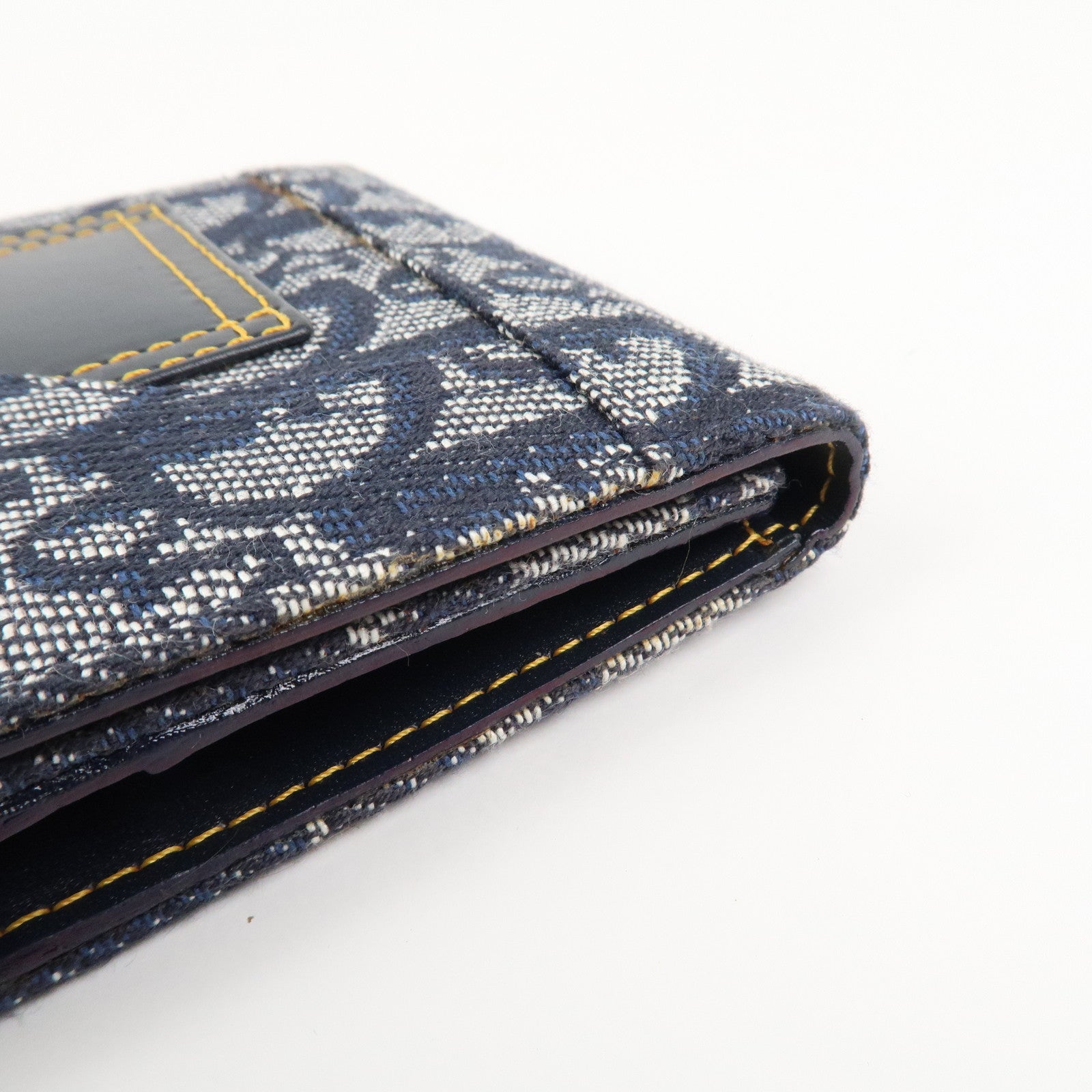 Christian Dior Trotter Canvas Leather Tri-fold Wallet Navy