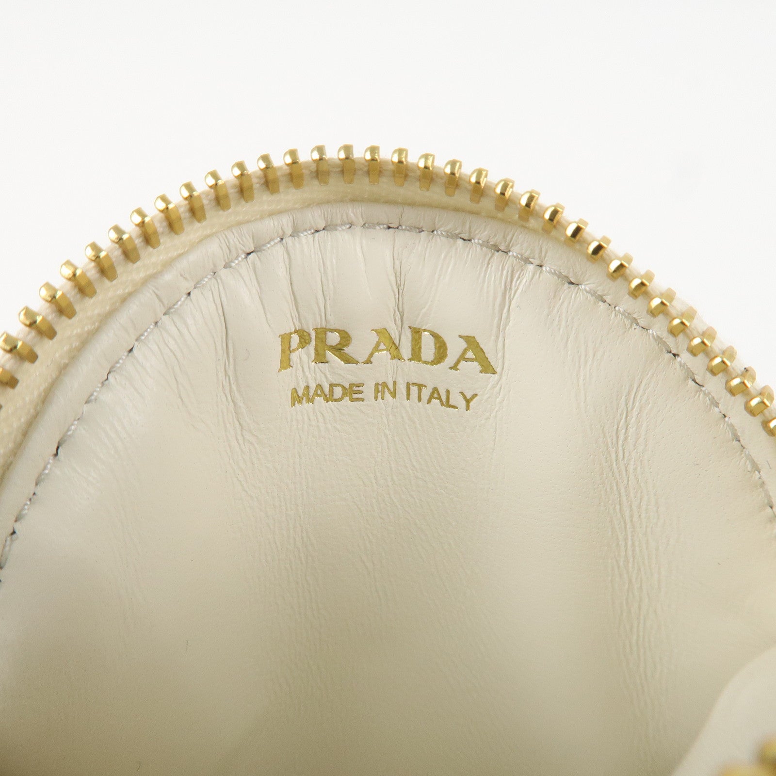 PRADA Triangle Logo Saffiano Leather Coin Case White 1MM006 Used