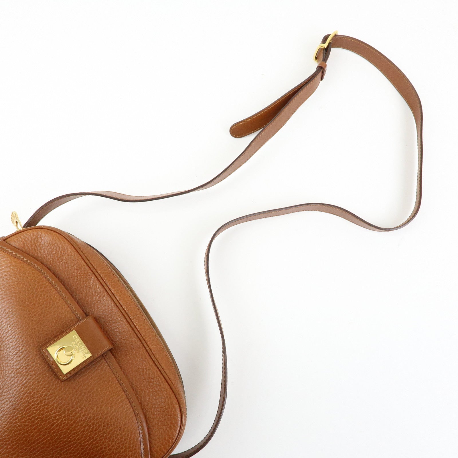 CELINE Leather Shoulder Bag Crossbody Bag Brown